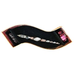 Victorian Rose Pen Set Made of Glass with Ink Well, circa 2007