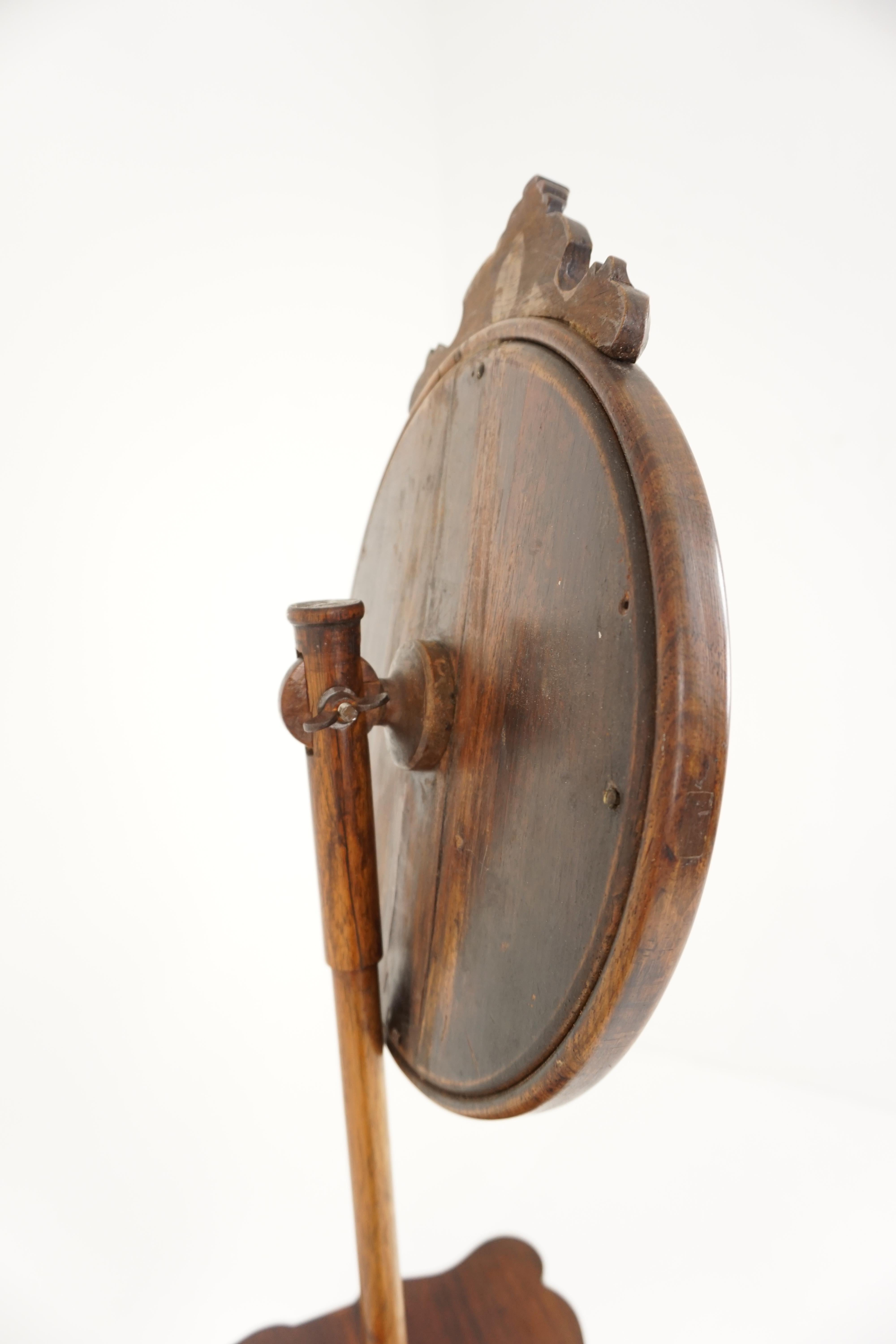 Mid-19th Century Victorian Rosewood Adjustable, Telescopic, Shaving Mirror, Scotland, 1840