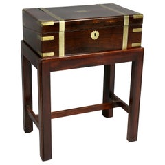Victorian Rosewood and Brass Banded Lap Desk Table