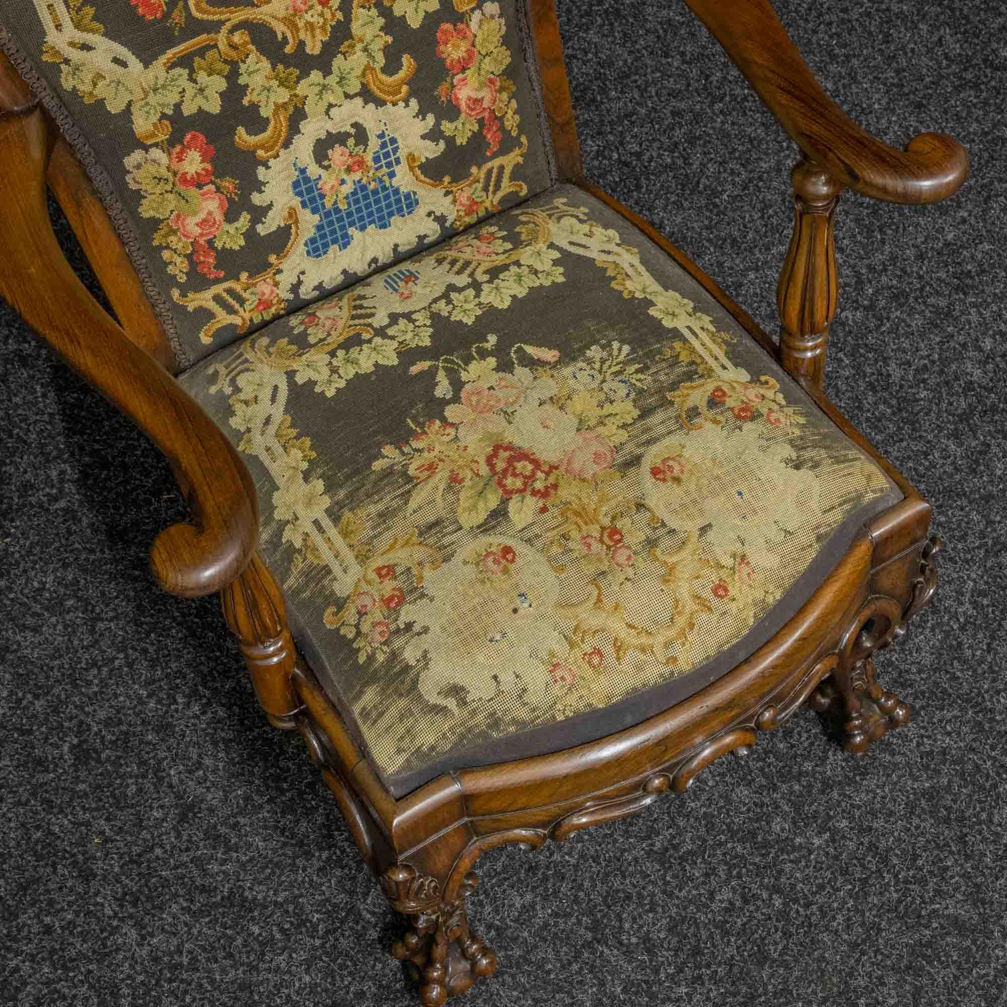 19th Century Victorian Rosewood Armchair For Sale