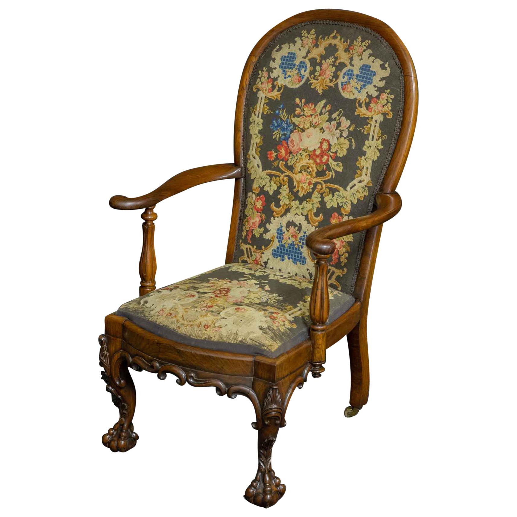 Victorian Rosewood Armchair For Sale