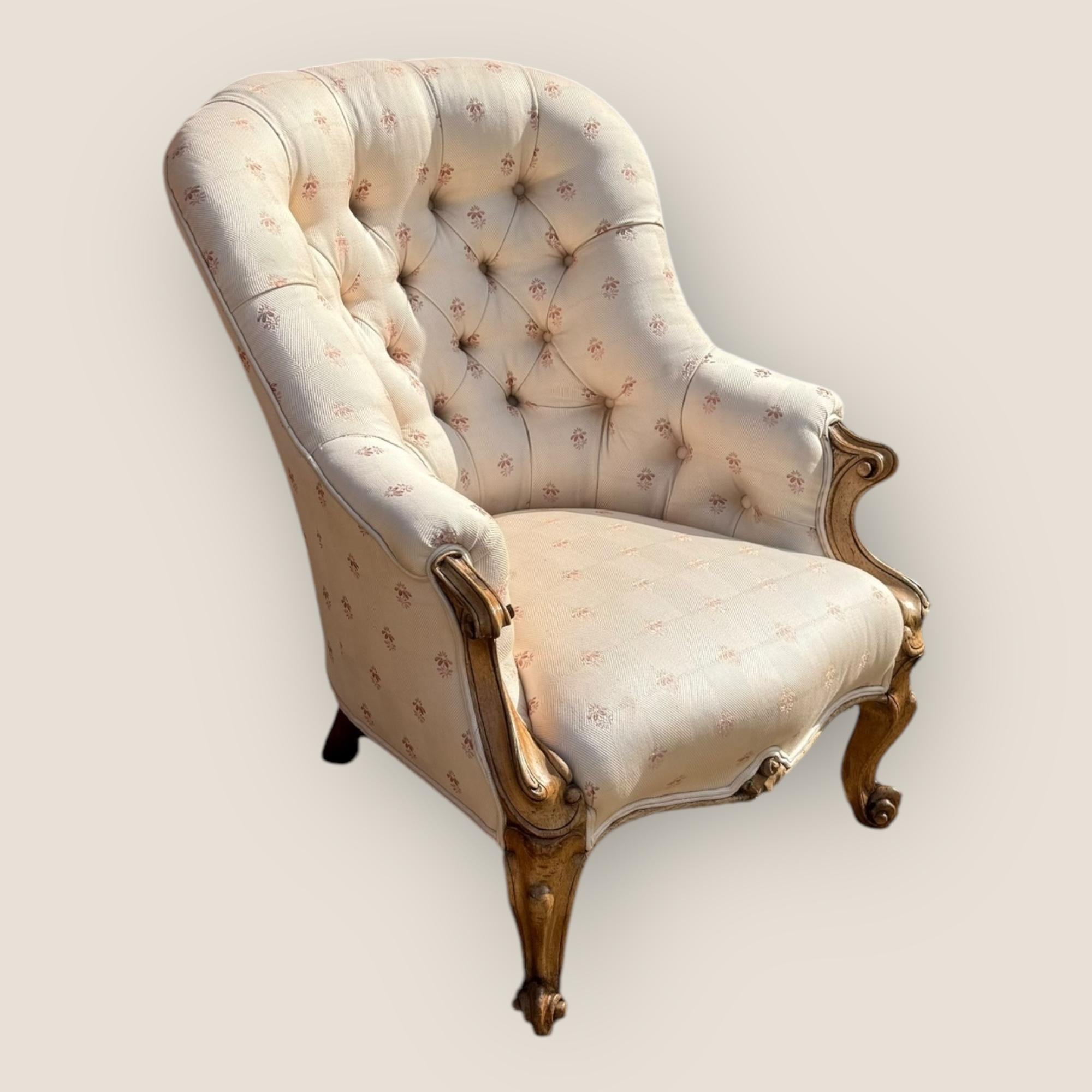Viktorianischer Palisander Sessel mit Knopfleiste im Angebot 1