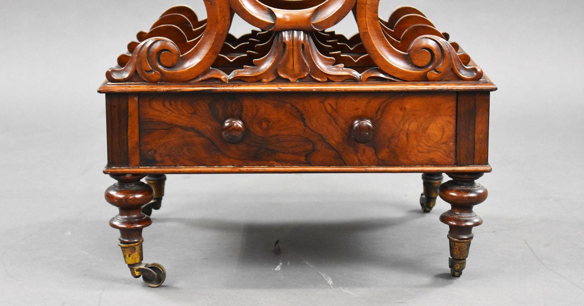 Mid-19th Century Victorian Rosewood Canterbury For Sale