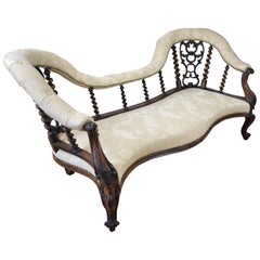 Chaise longue ou canapé victorien en bois de rose