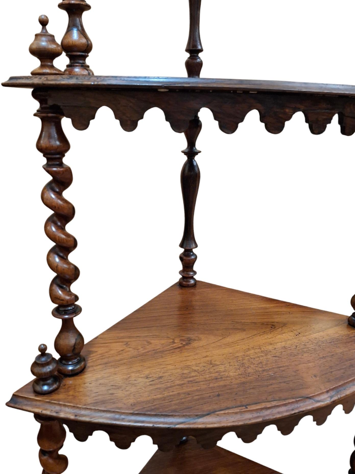 Victorian Rosewood Four-Tier What-Not Corner Shelf For Sale 1