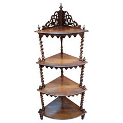 Estantería esquinera victoriana de cuatro niveles de madera de palisandro para no sé qué