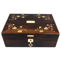 Victorian Rosewood French Jewelry Box Antique Victorian Rosewood French Jewelry Box