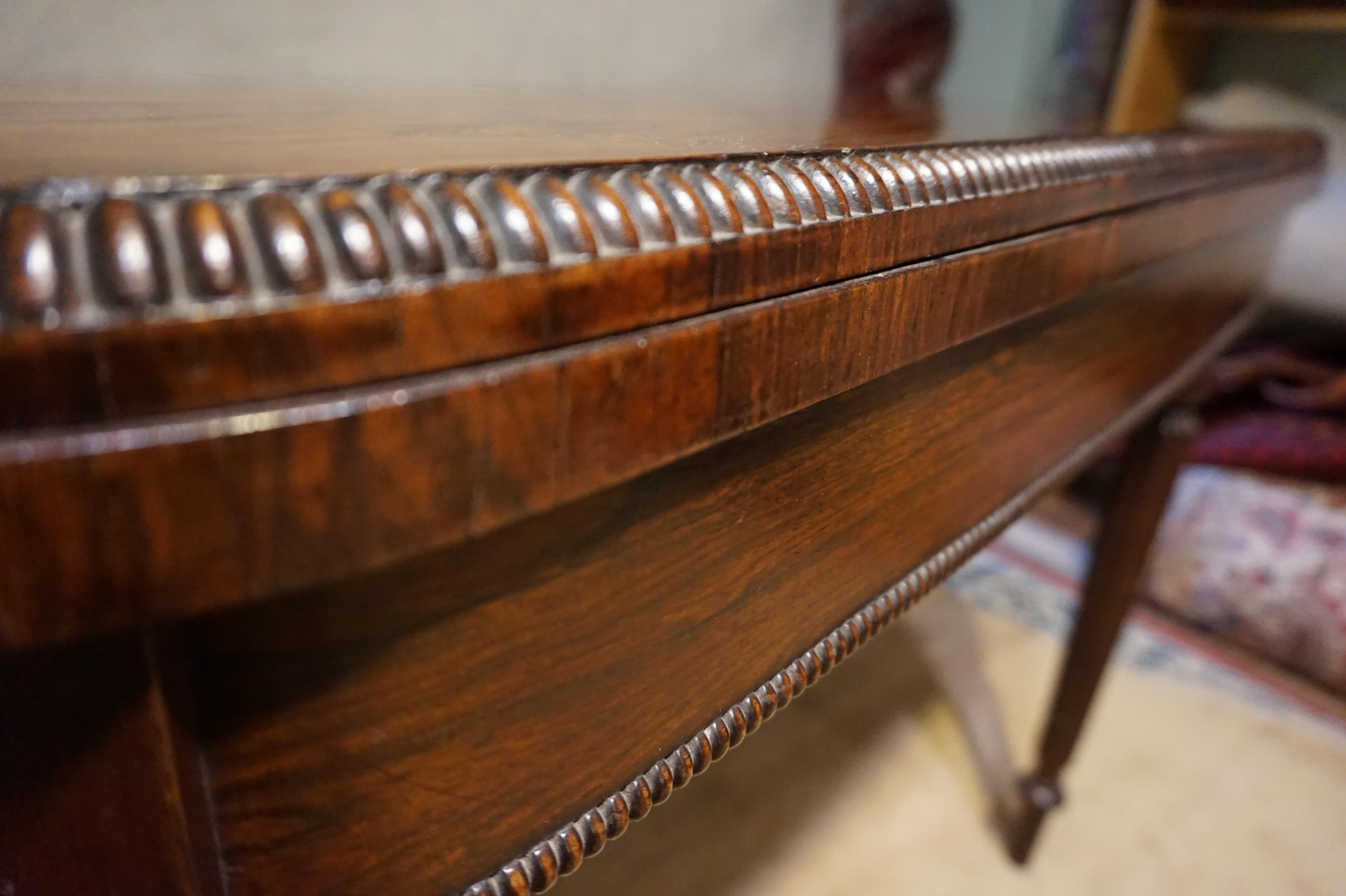 Victorian Rosewood Games Table with Carved Legs and Beaded Edge For Sale 1