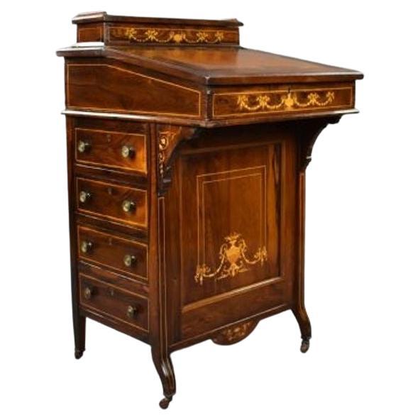 Victorian Rosewood Inlaid Davenport For Sale