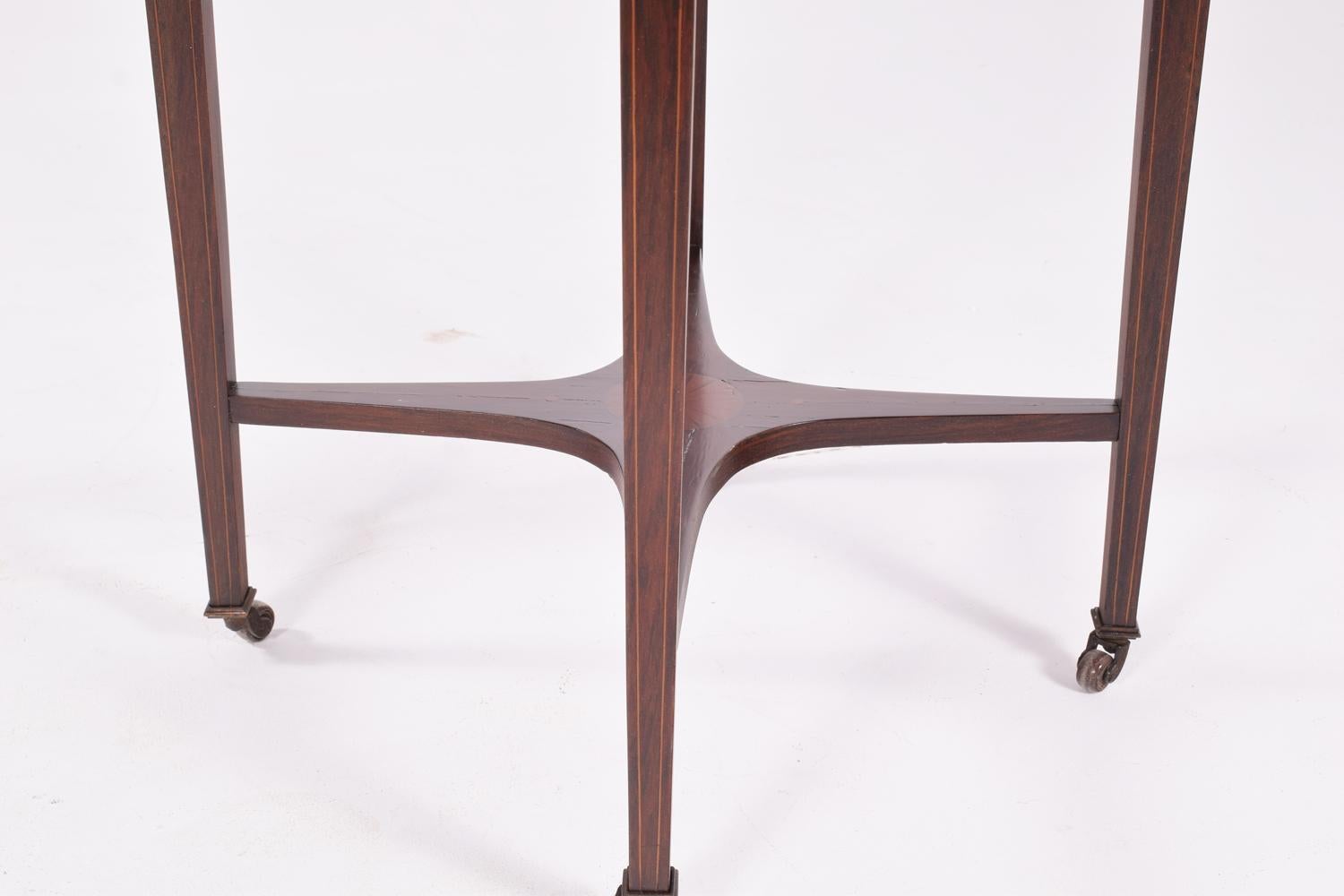 Late Victorian Victorian Rosewood Inlaid English Octagonal Tea Table, 1890 For Sale