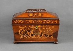 Victorian Rosewood Inlaid Marquetry Tea Caddy