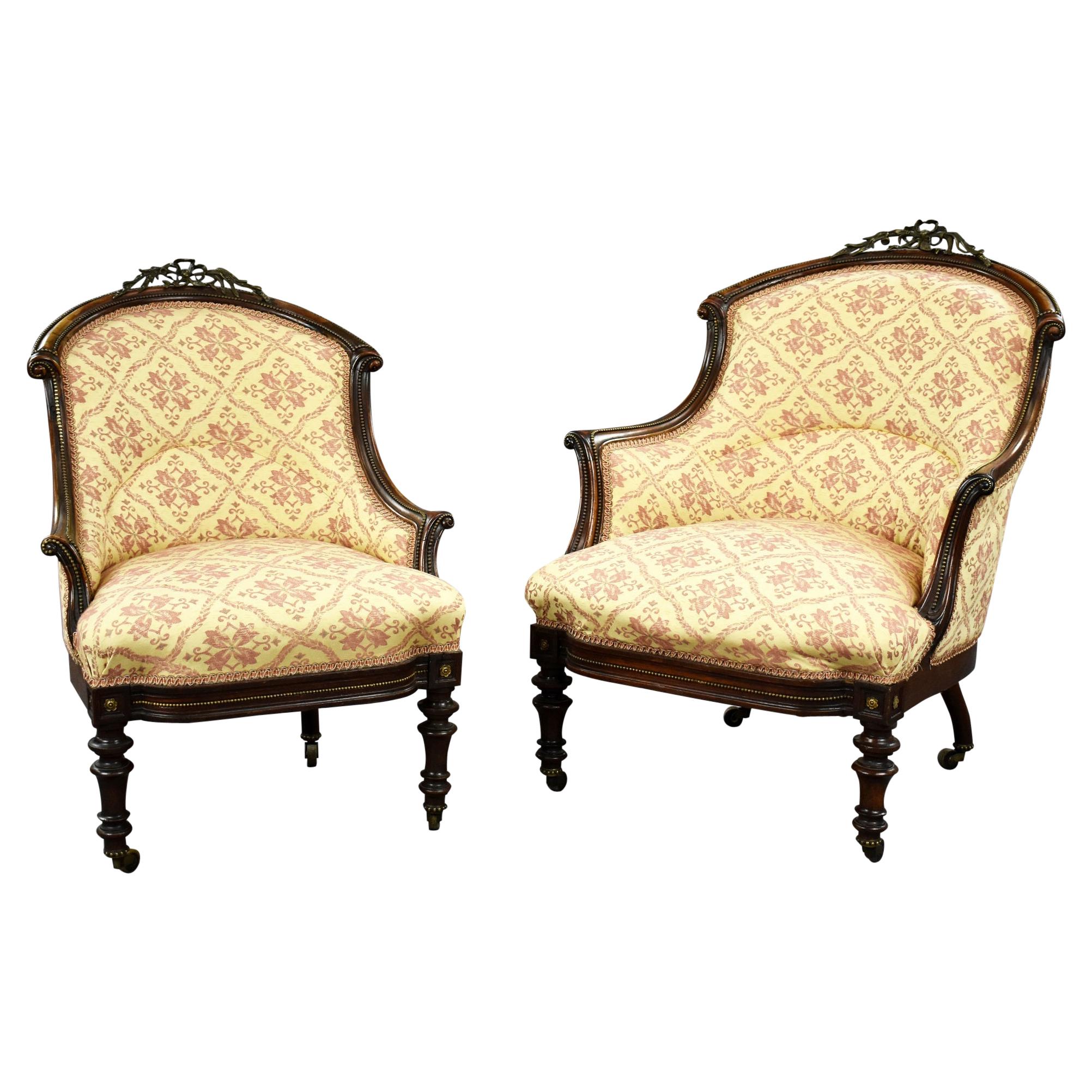 Victorian Rosewood Ladies and Gentleman Armchairs