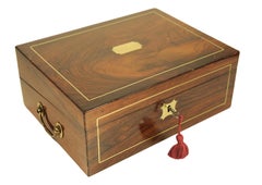 Victorian Rosewood Ladies Writing Slope With Inlaid Brass & Leather Interior