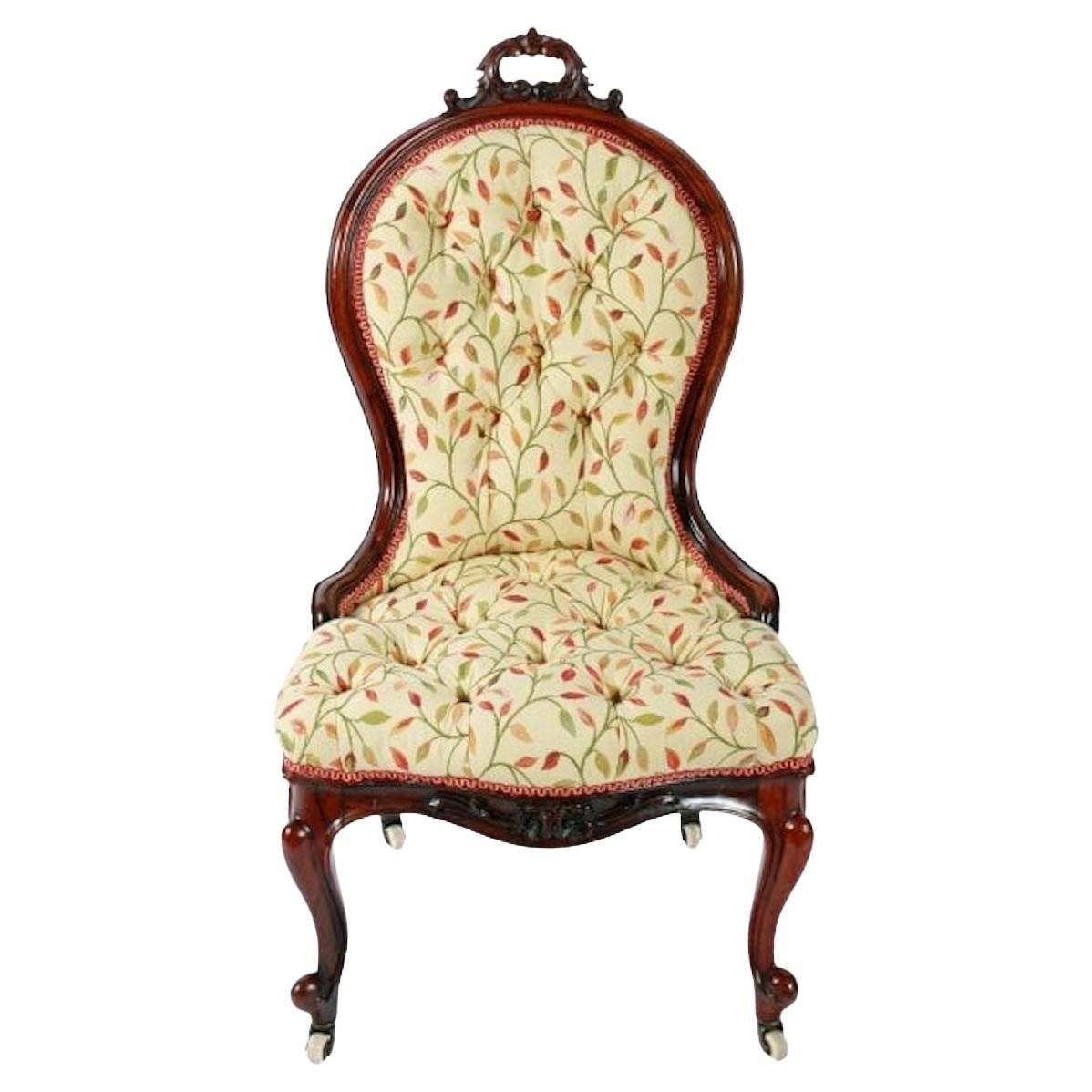 Victorian Rosewood Lady's Chair, 19th Century  For Sale