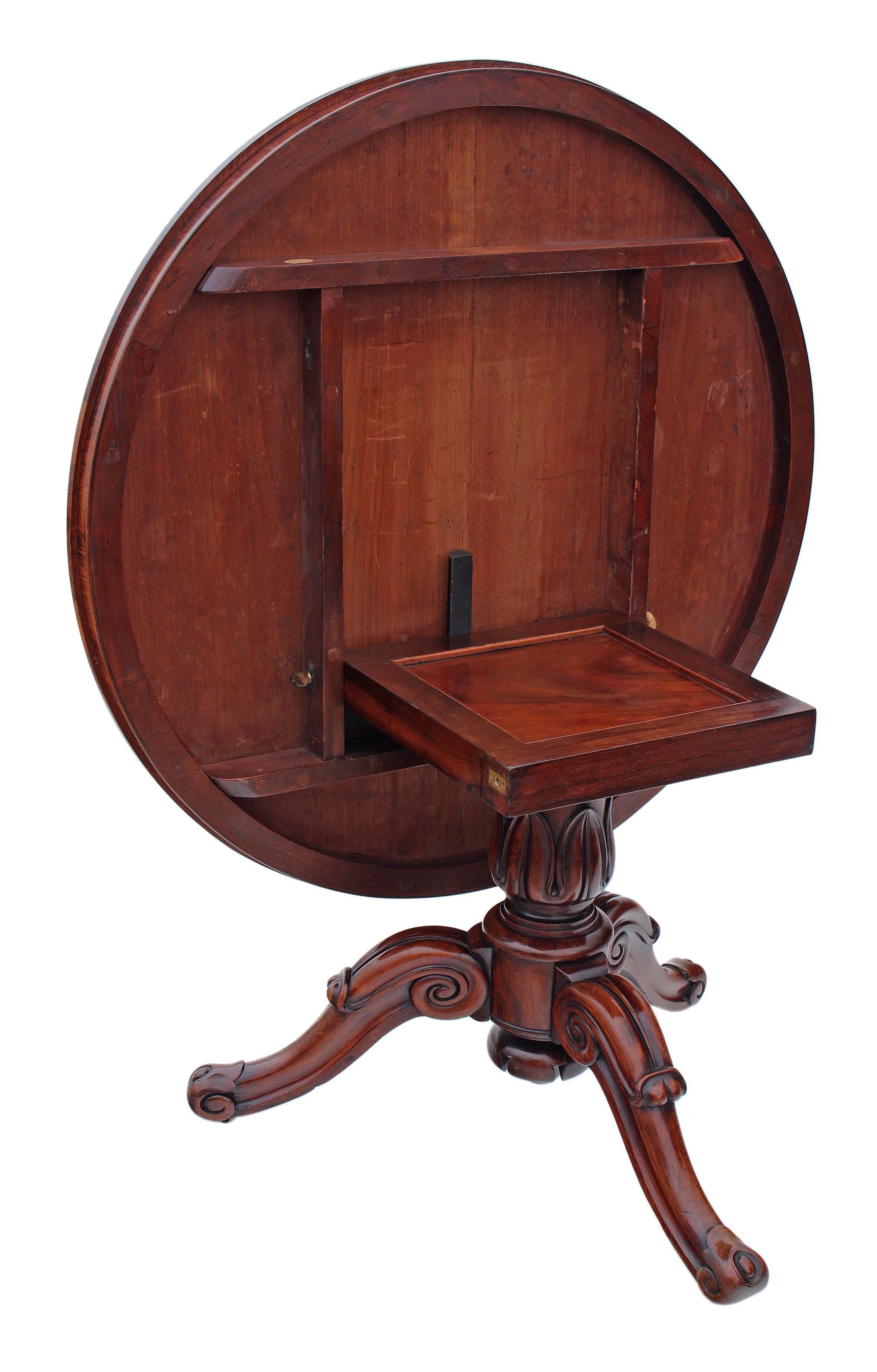 Victorian Rosewood Loo Breakfast Centre Table Tilt Top For Sale 6