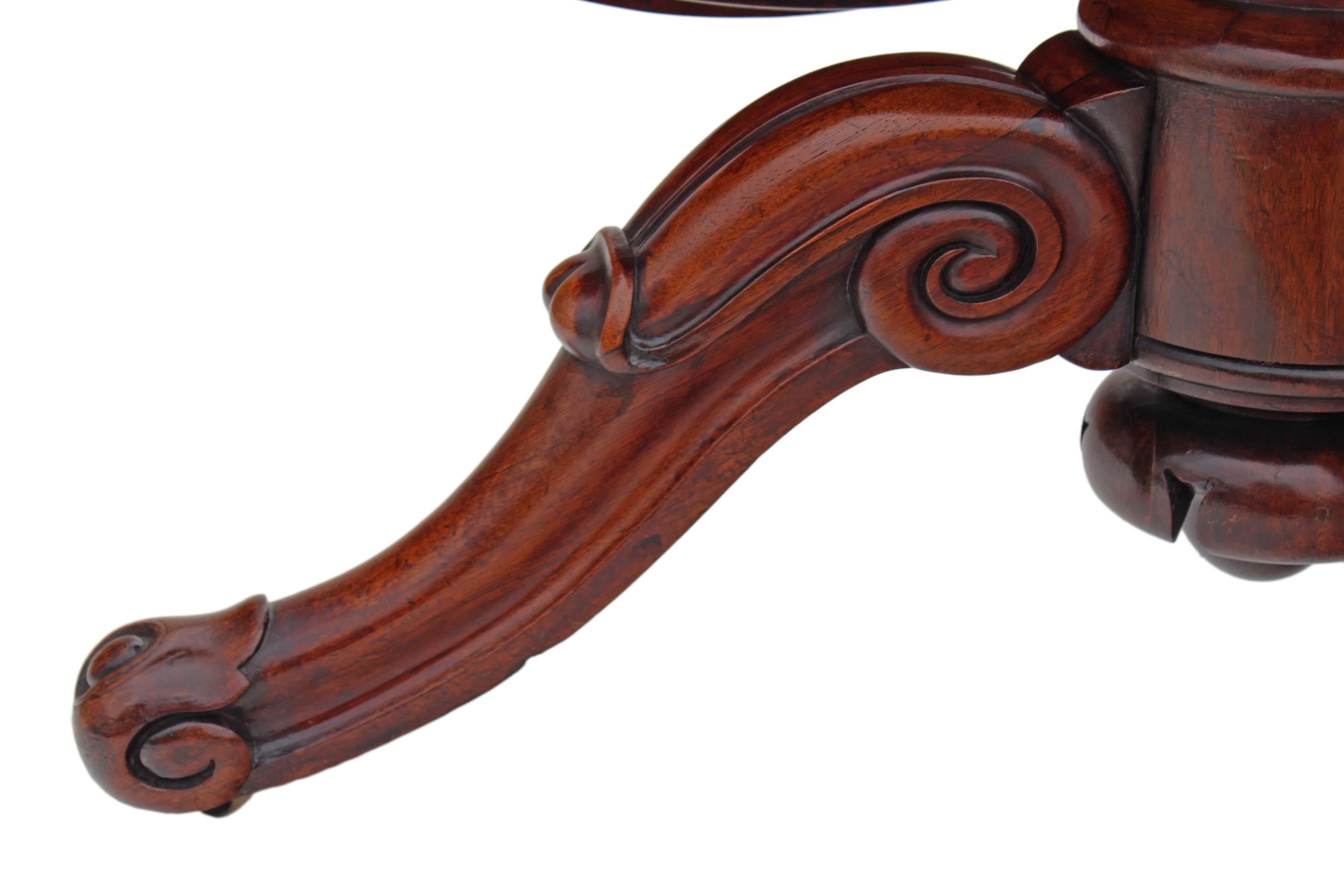 Victorian Rosewood Loo Breakfast Centre Table Tilt Top For Sale 9