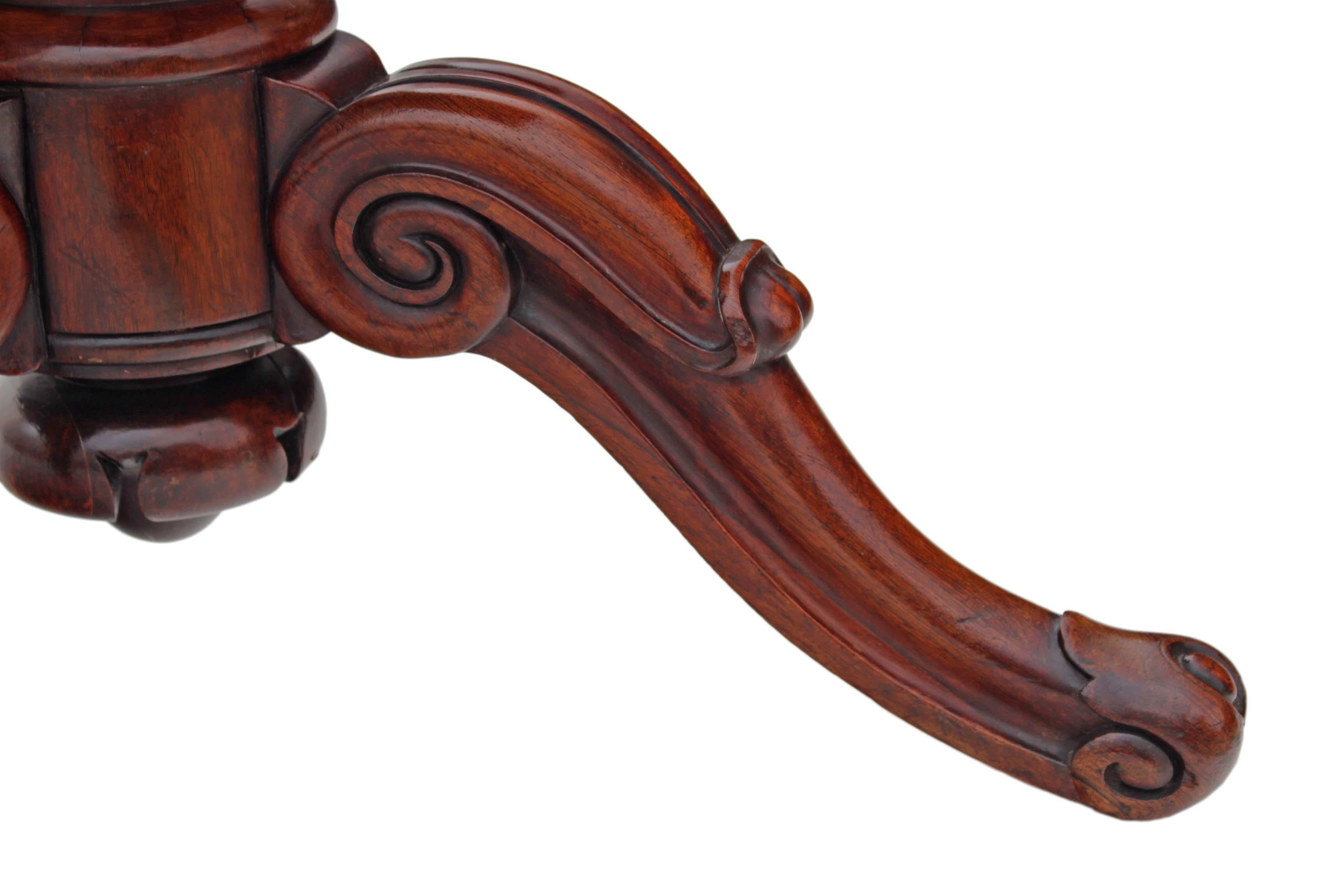 Victorian Rosewood Loo Breakfast Centre Table Tilt Top For Sale 10