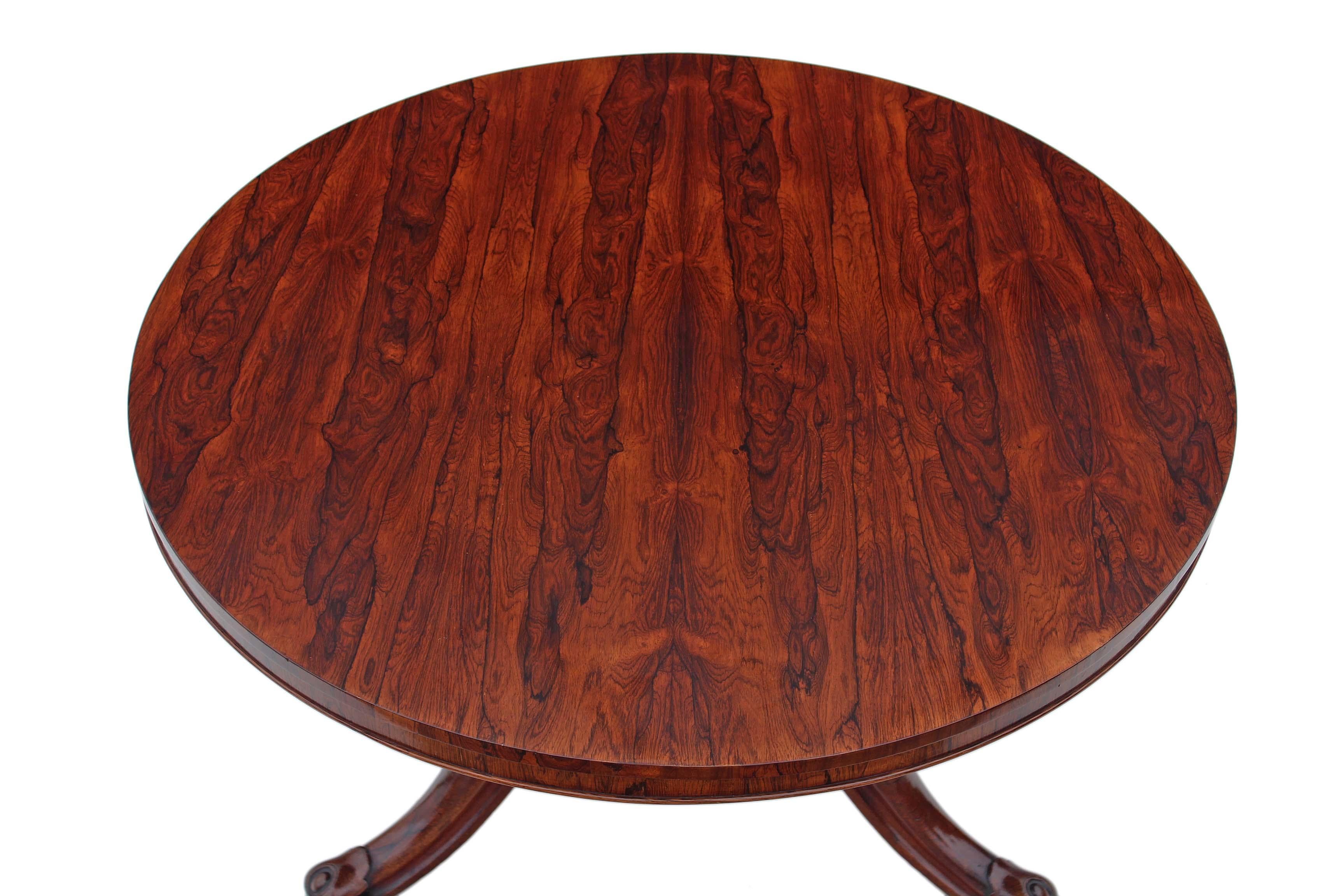 Victorian Rosewood Loo Breakfast Centre Table Tilt Top In Good Condition For Sale In Wisbech, Cambridgeshire