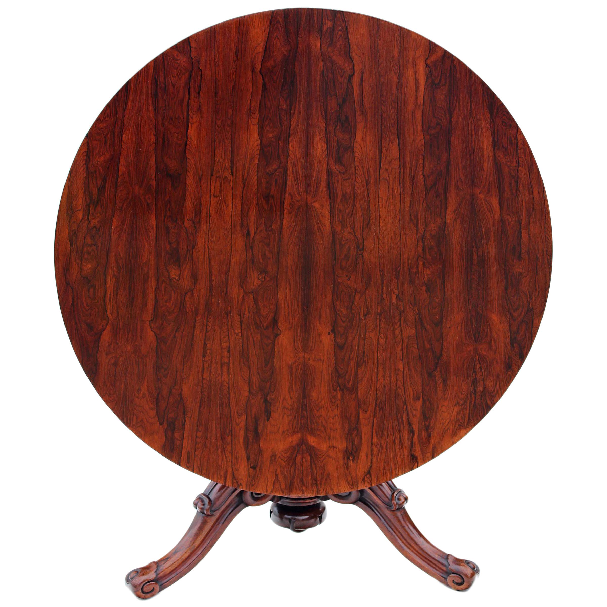 Victorian Rosewood Loo Breakfast Centre Table Tilt Top For Sale