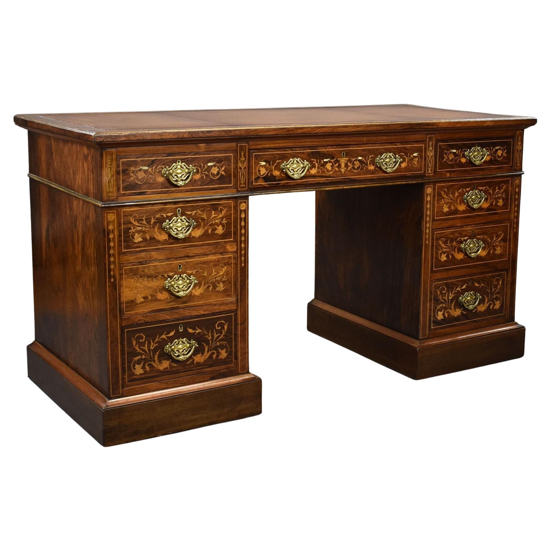 Victorian Rosewood 
Marquetry Desk For Sale
