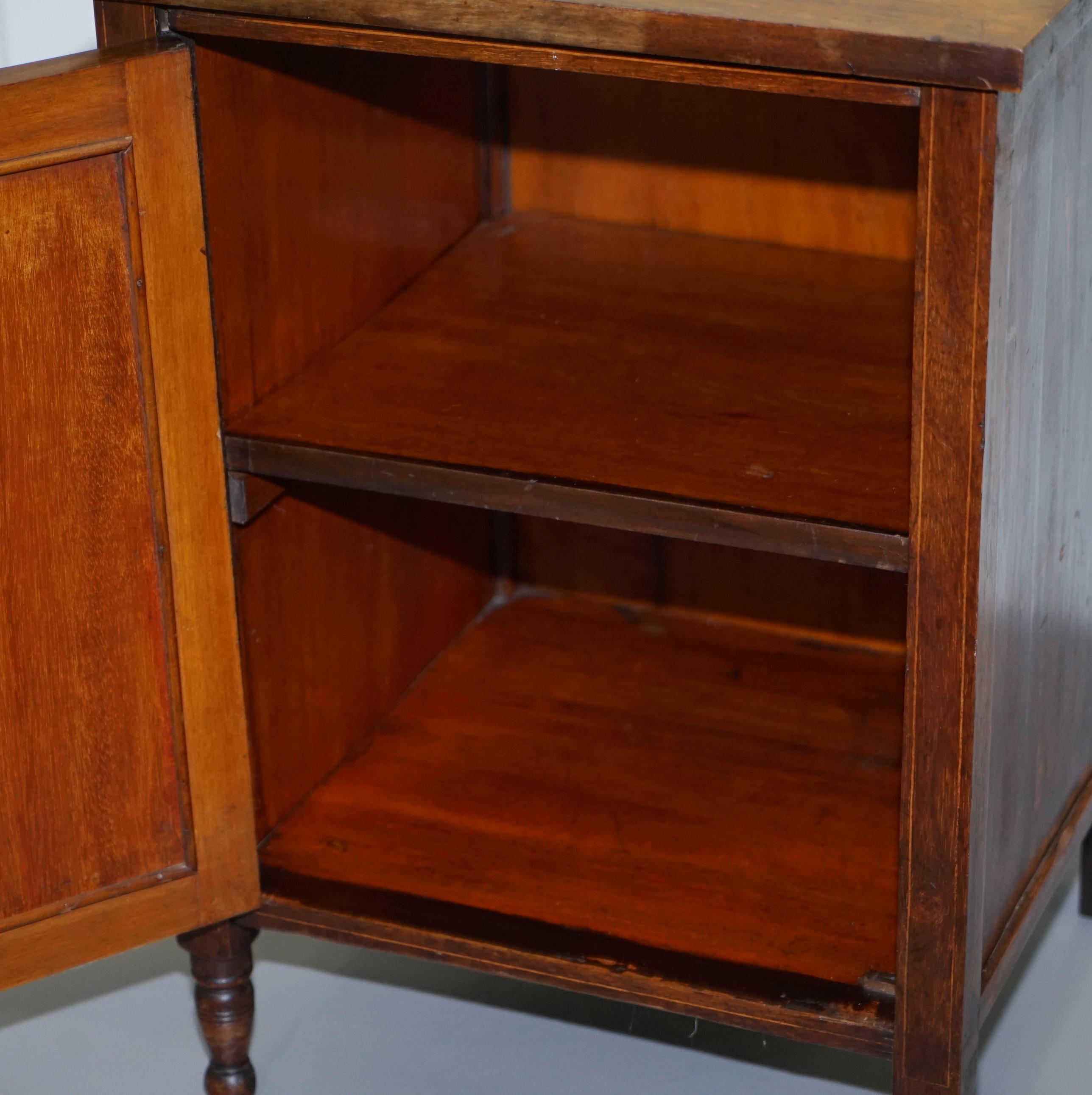 Victorian Rosewood Marquetry Inlaid Side Lamp Wine End Table Cabinet Cupboard 6