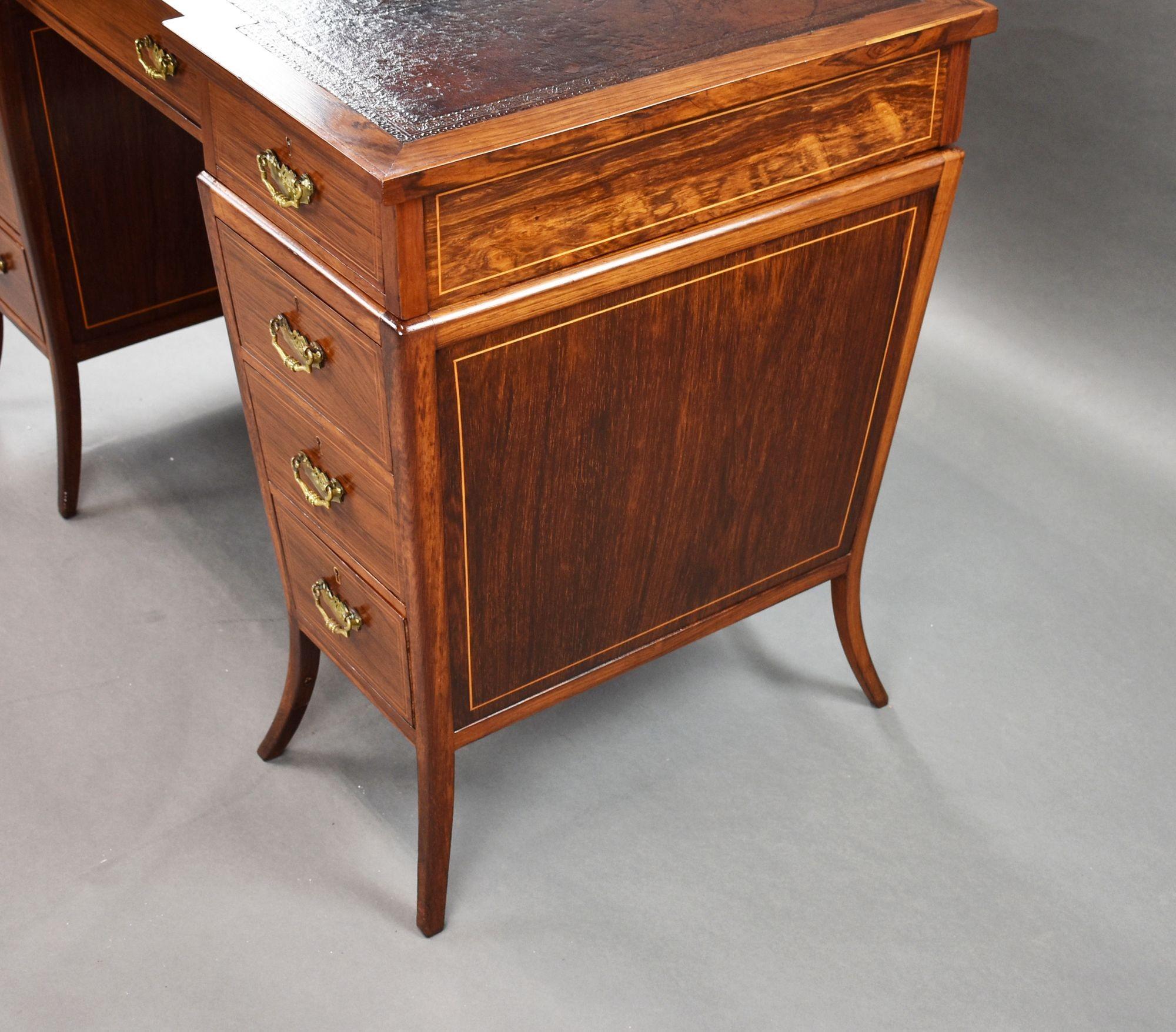 Victorian Rosewood Pedestal Desk For Sale 2