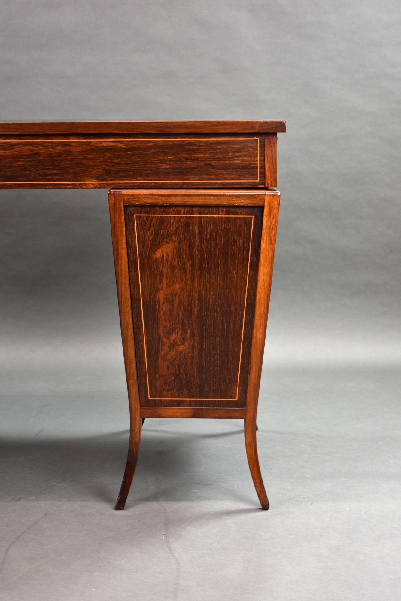 Victorian Rosewood Pedestal Desk For Sale 4