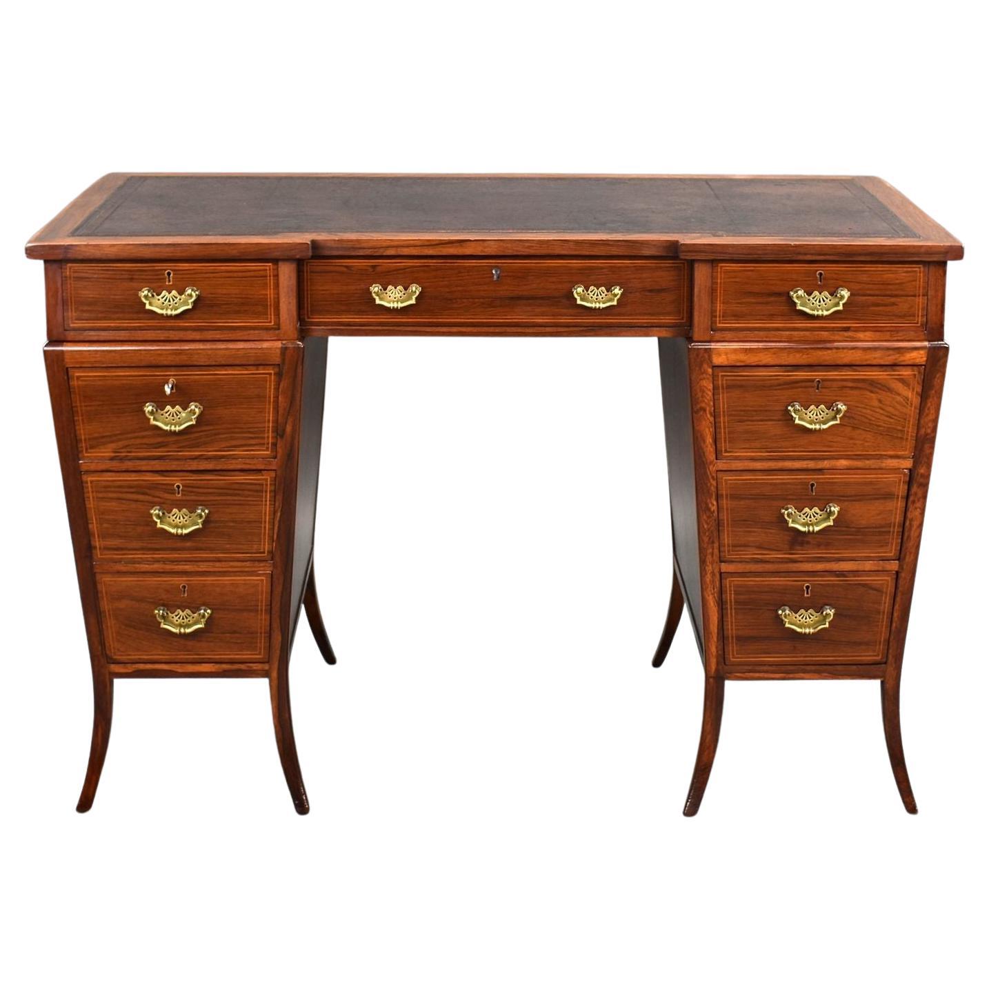 Victorian Rosewood Pedestal Desk For Sale