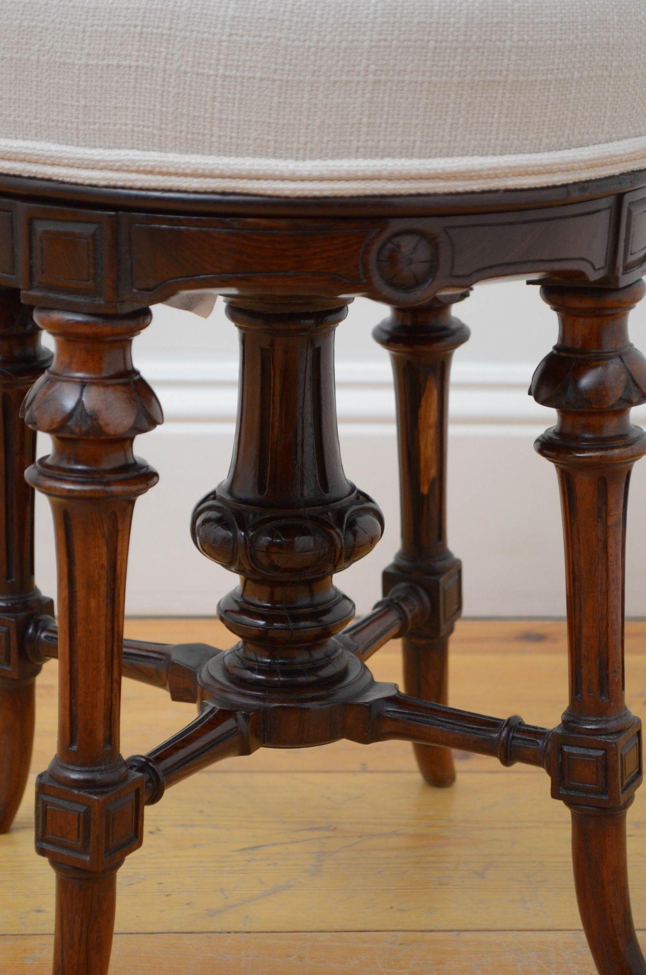 19th Century Victorian Rosewood Revolving Stool For Sale