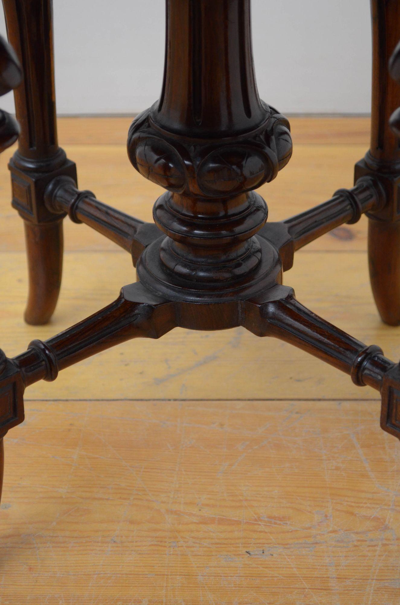 Victorian Rosewood Revolving Stool For Sale 4