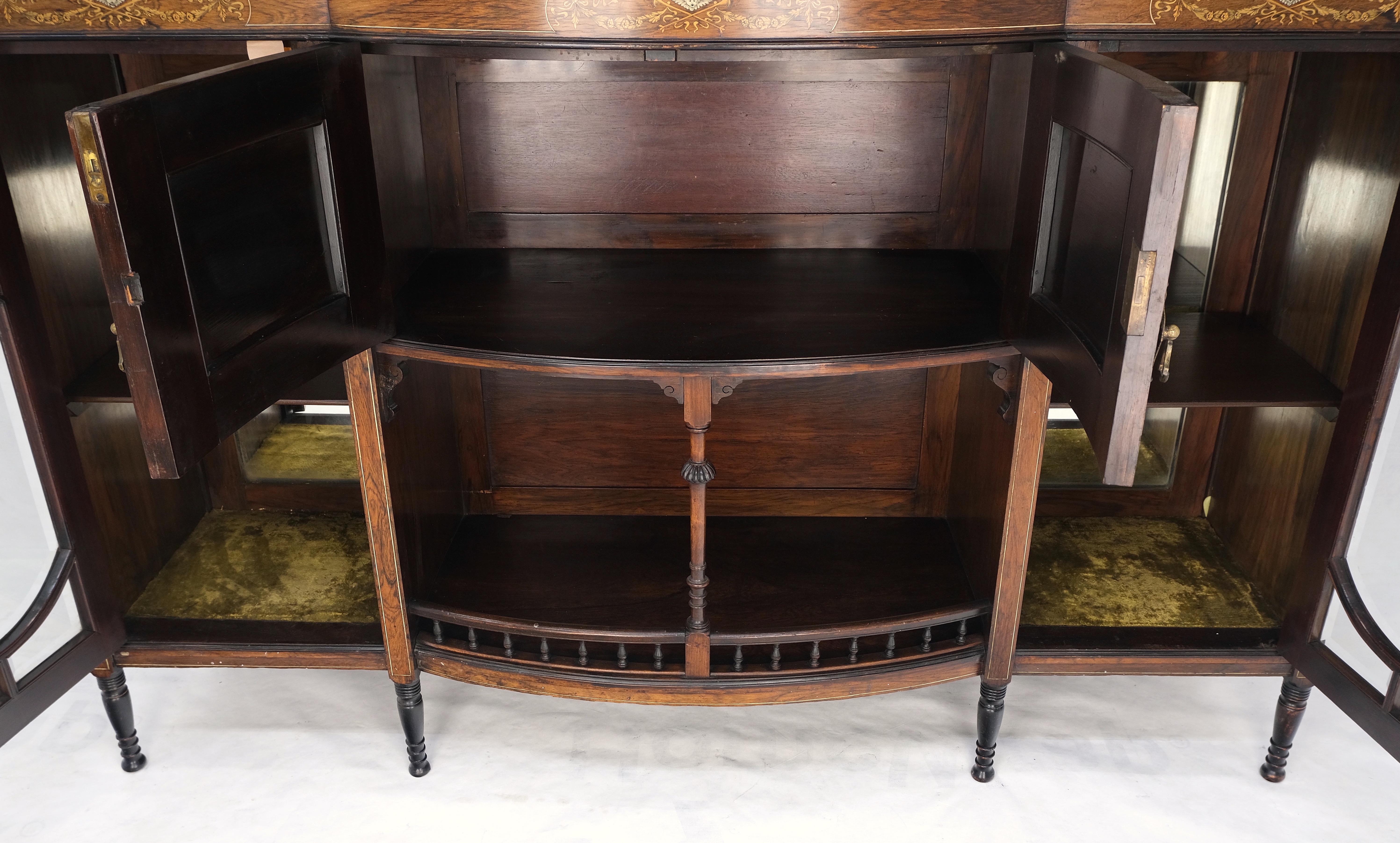 Victorian Rosewood Sideboard Credenza Etagere Display Cabinet Beveled Glass Mint For Sale 4