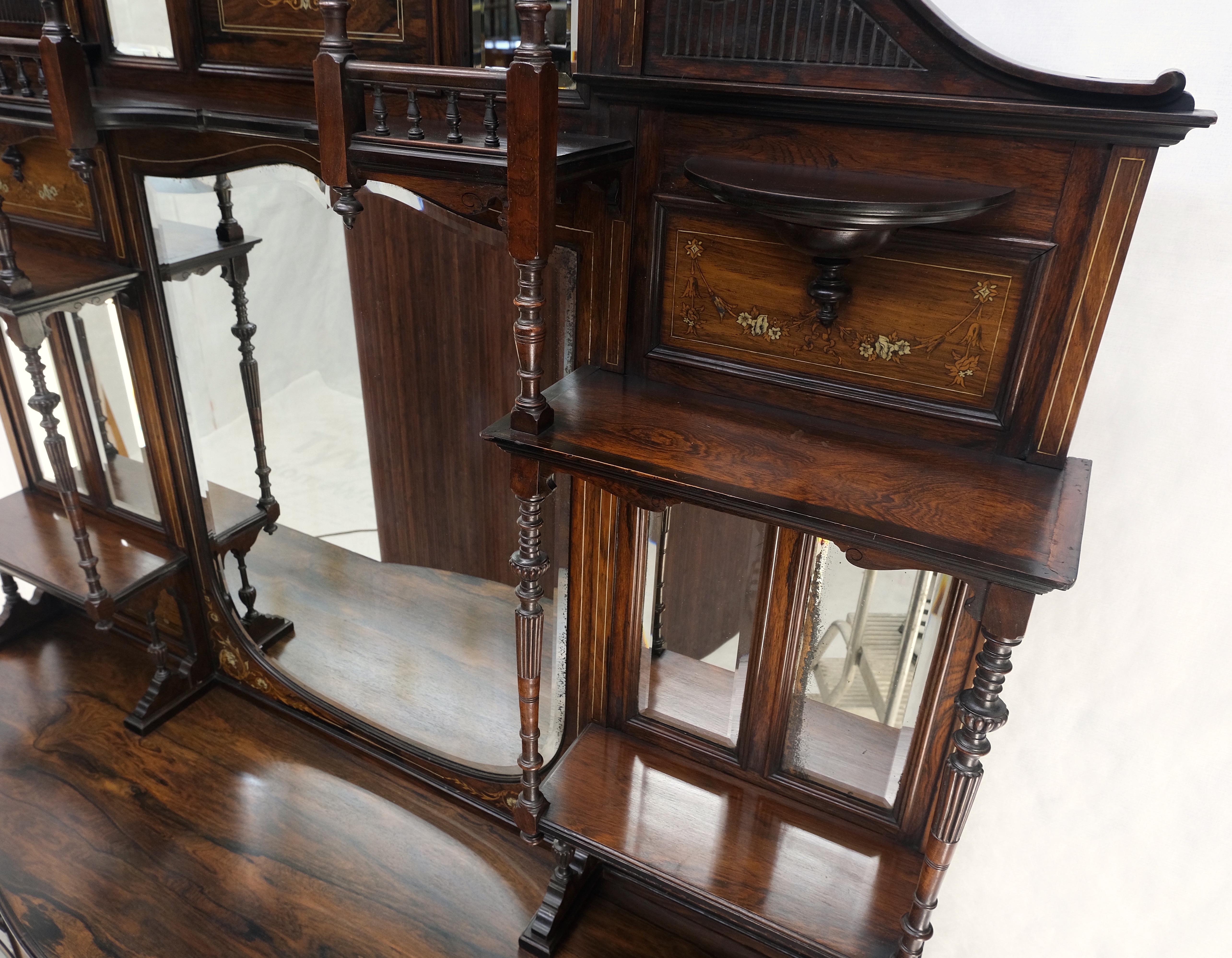 Victorian Rosewood Sideboard Credenza Etagere Display Cabinet Beveled Glass Mint For Sale 12