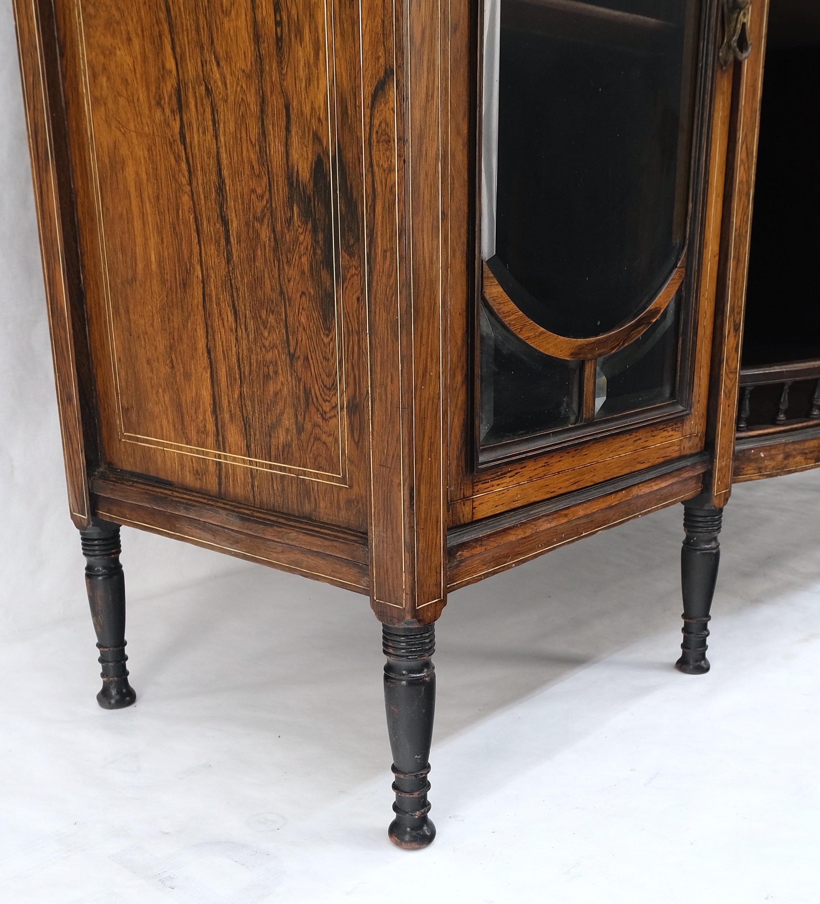 Victorian Rosewood Sideboard Credenza Etagere Display Cabinet Beveled Glass Mint For Sale 14