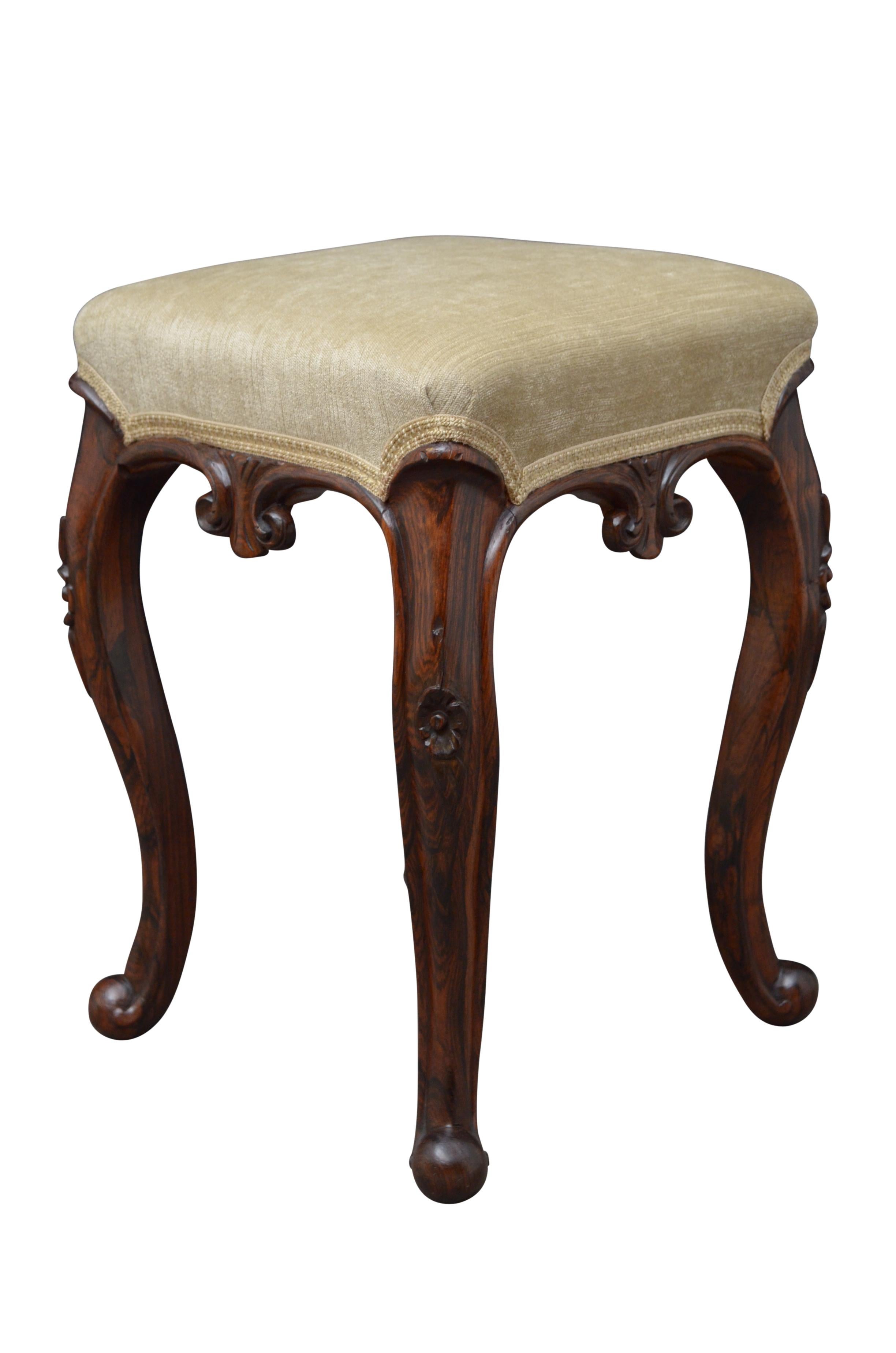 Mid-19th Century Victorian Rosewood Stool For Sale