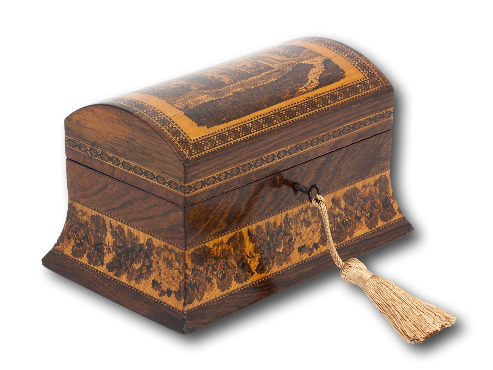 Pieno vittoriano Porta tè vittoriano in legno di palissandro Tunbridge Ware in vendita