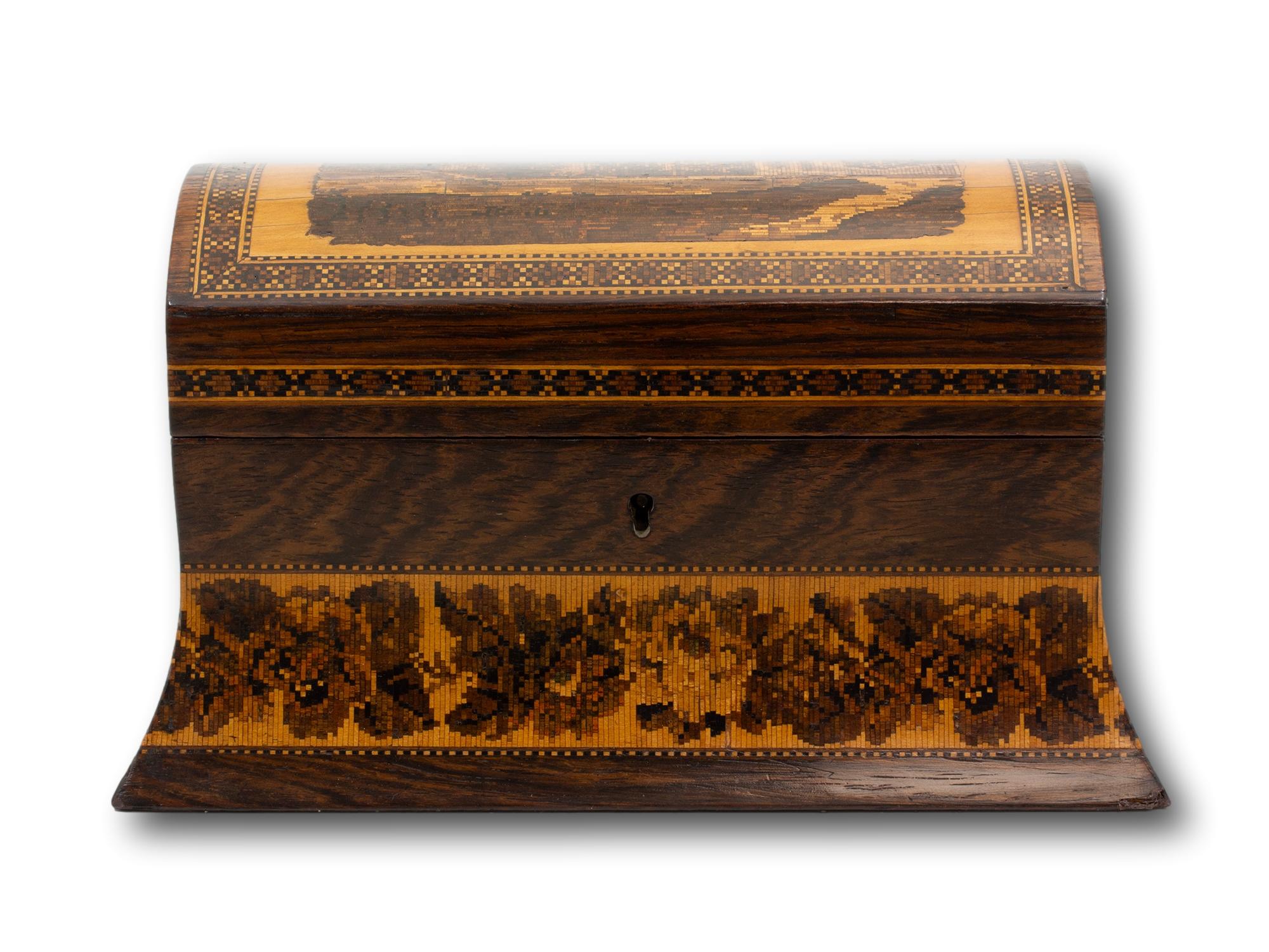 Fatto a mano Porta tè vittoriano in legno di palissandro Tunbridge Ware in vendita