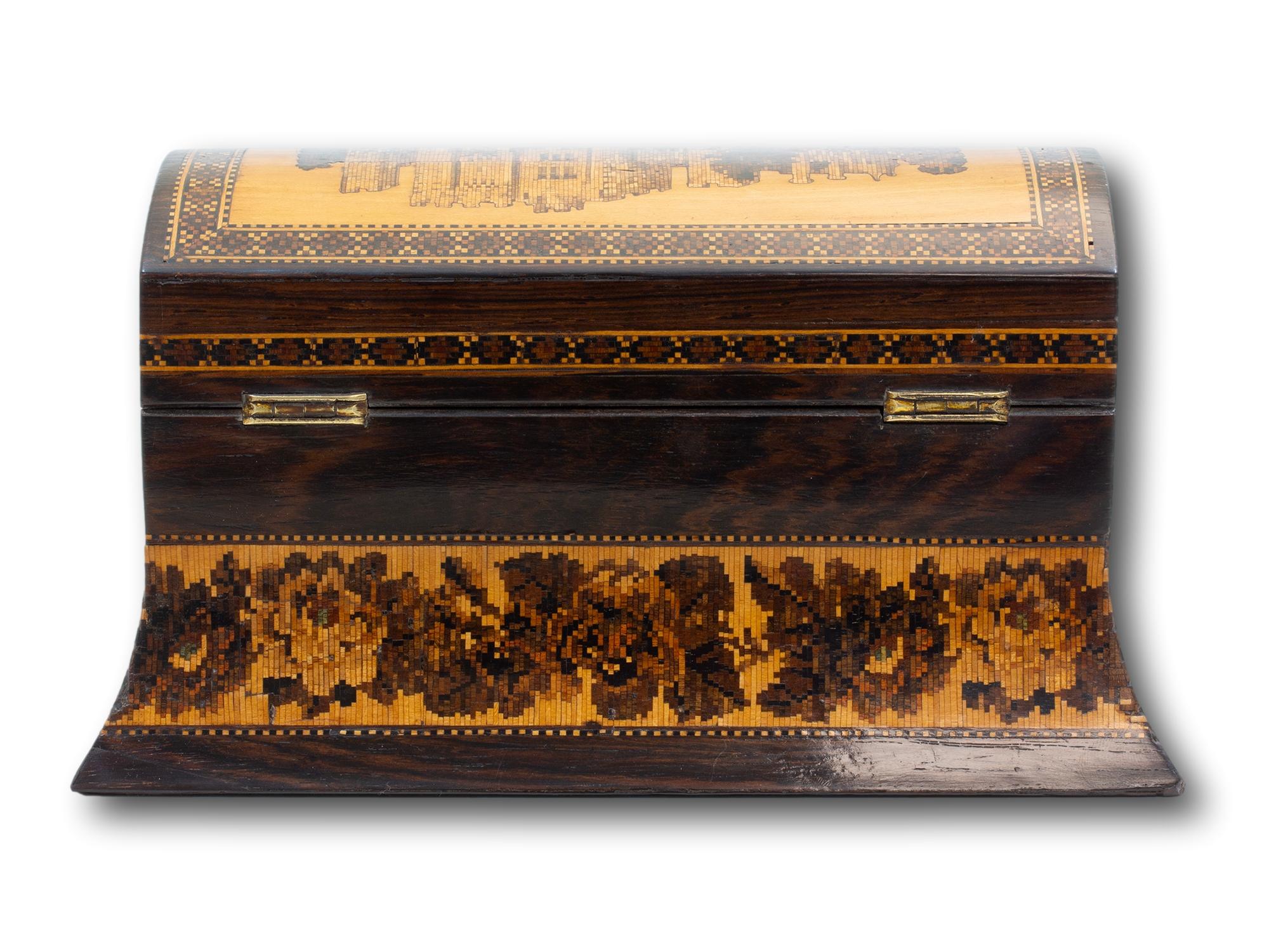 XIX secolo Porta tè vittoriano in legno di palissandro Tunbridge Ware in vendita
