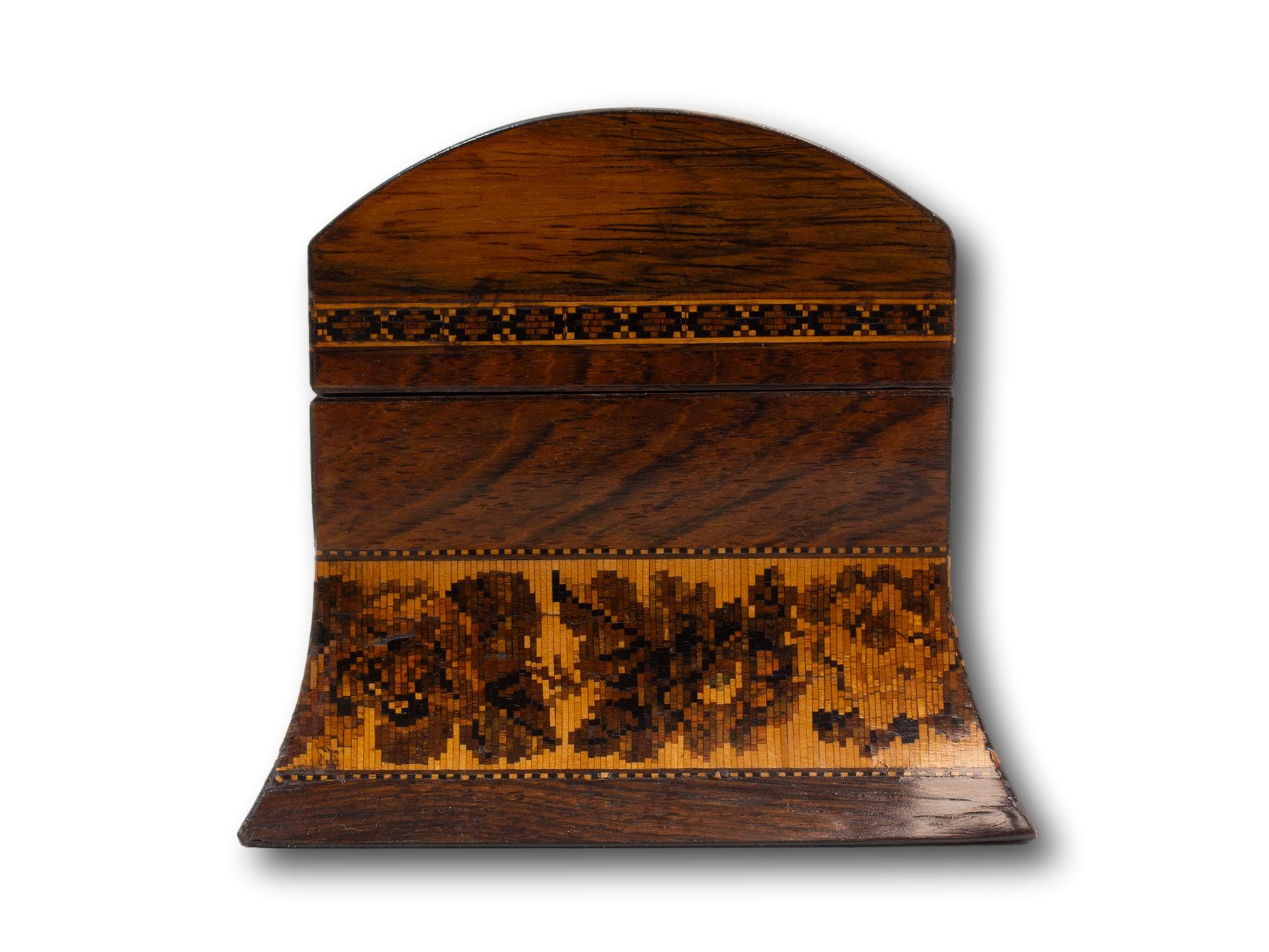 Legno Porta tè vittoriano in legno di palissandro Tunbridge Ware in vendita