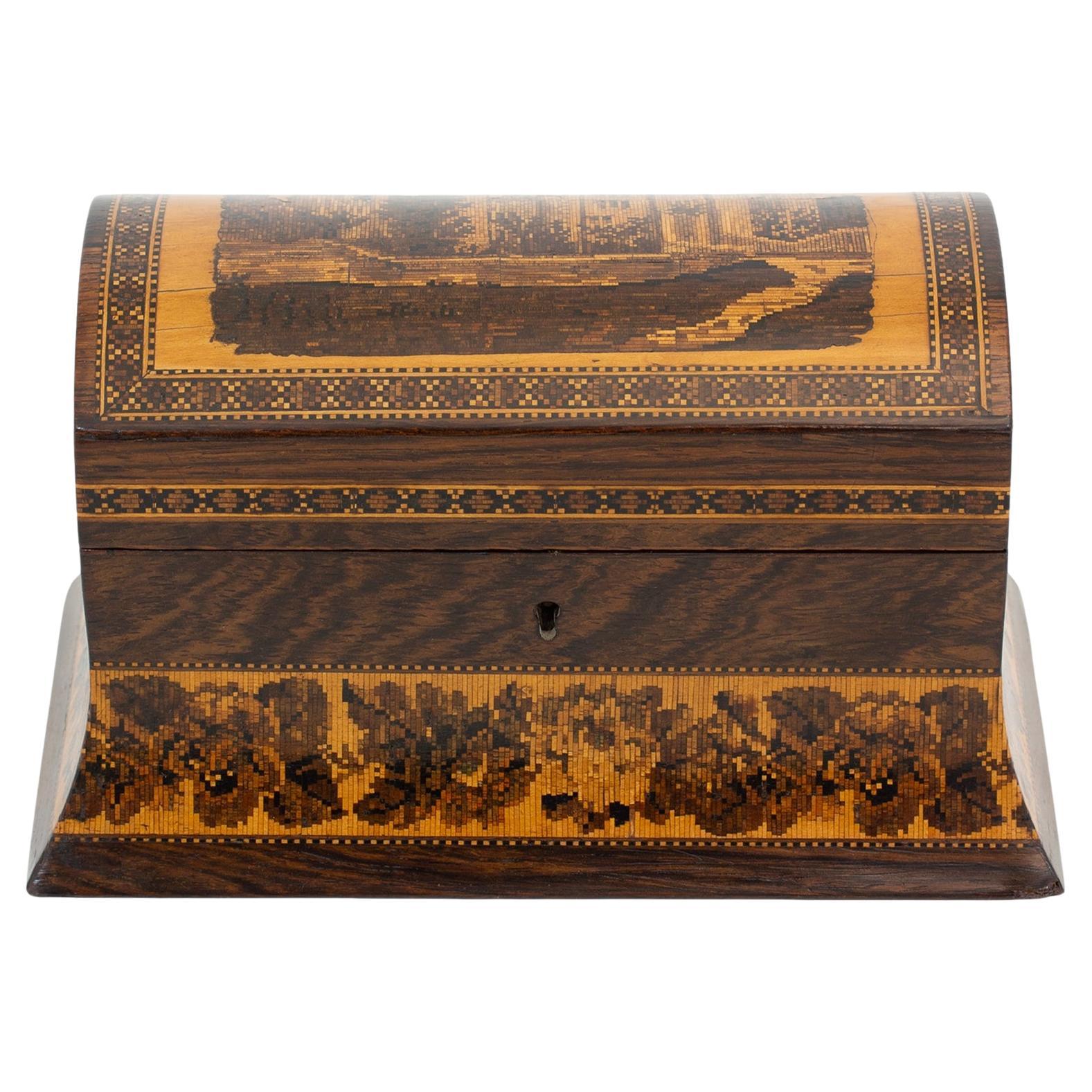 Caja de Té Tunbridge Ware Victoriana de Palisandro