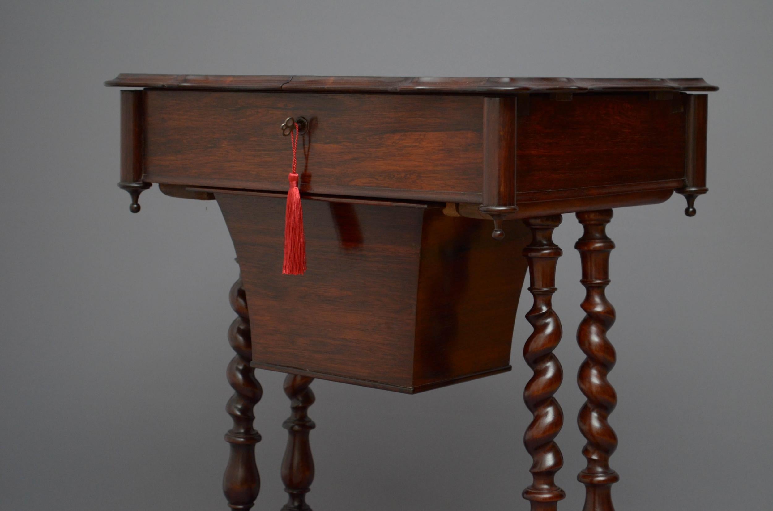Victorian Rosewood Work Table For Sale 5