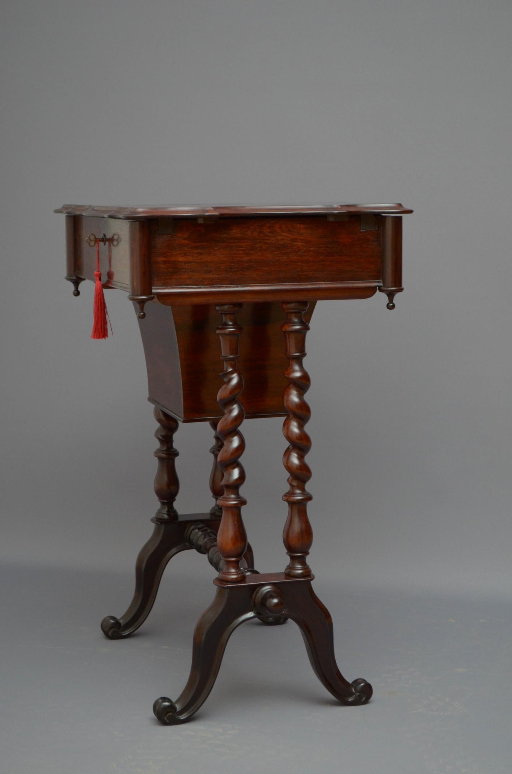 Victorian Rosewood Work Table For Sale 10