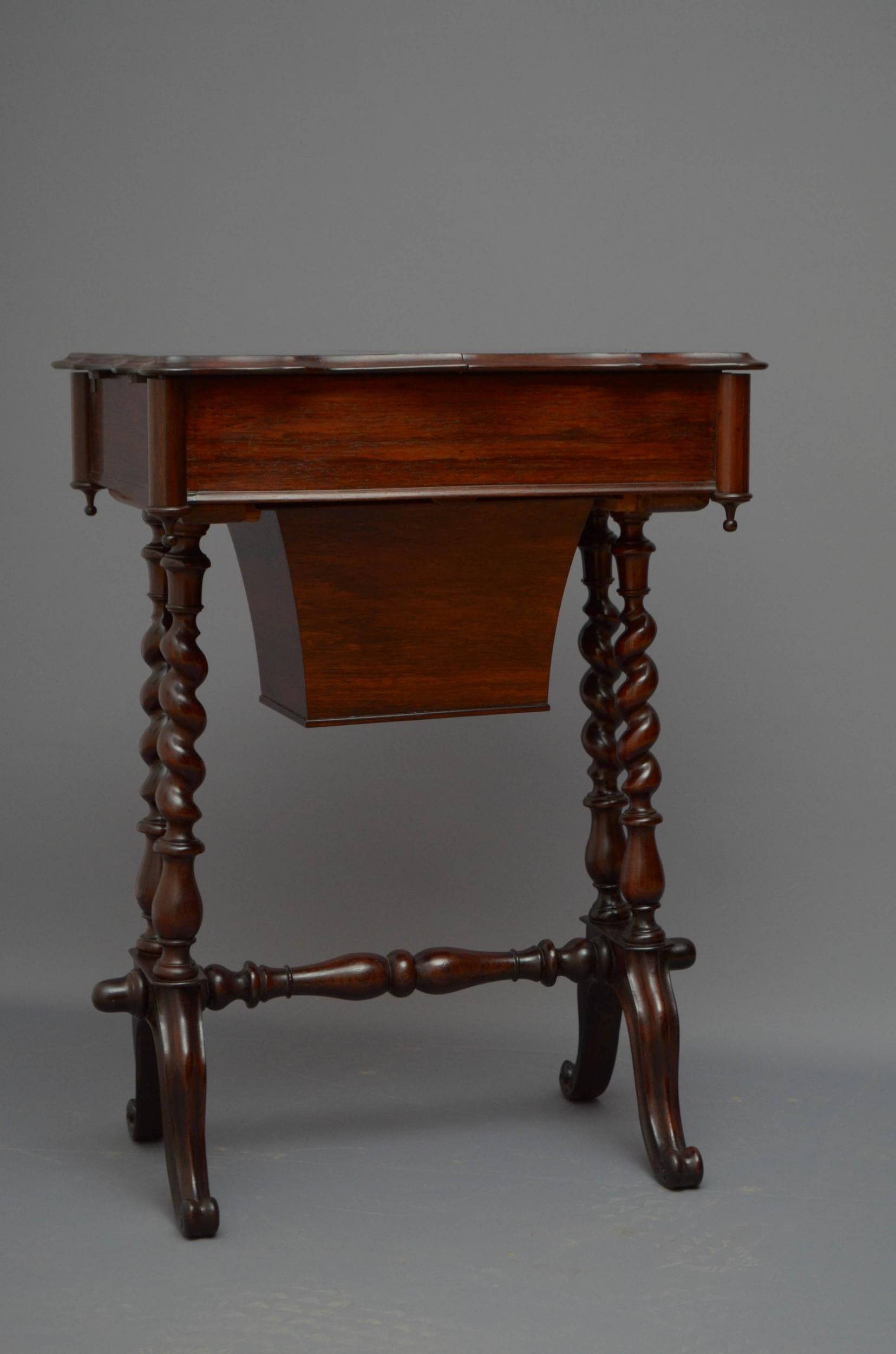 Victorian Rosewood Work Table For Sale 11