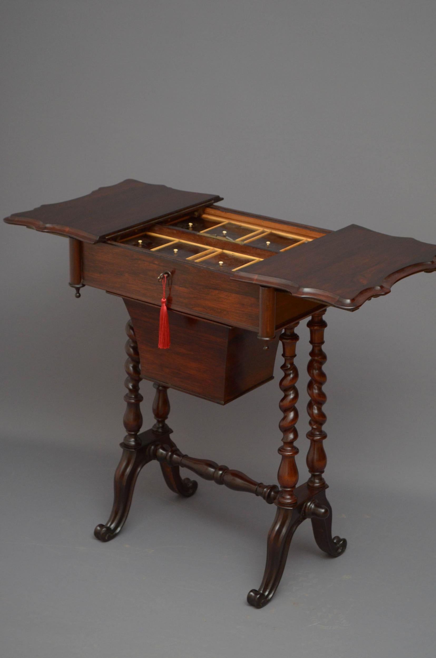 British Victorian Rosewood Work Table For Sale