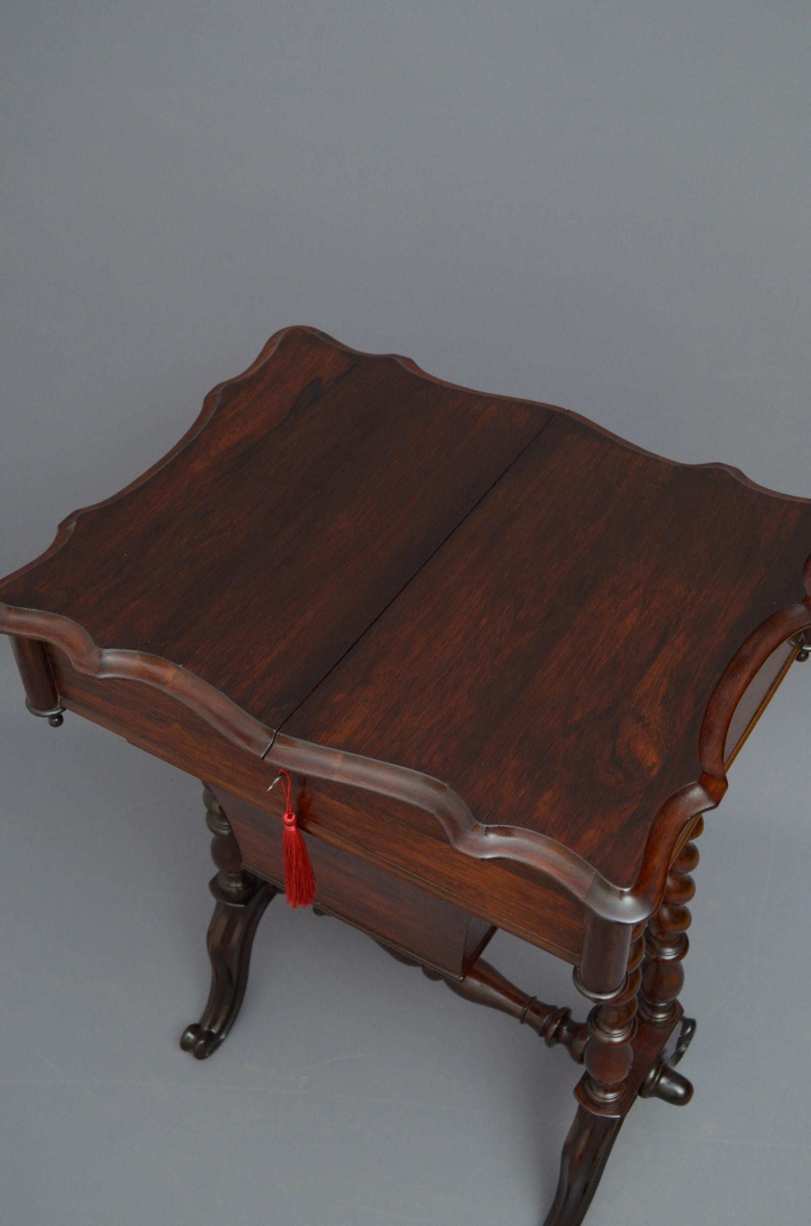 Victorian Rosewood Work Table In Good Condition For Sale In Whaley Bridge, GB
