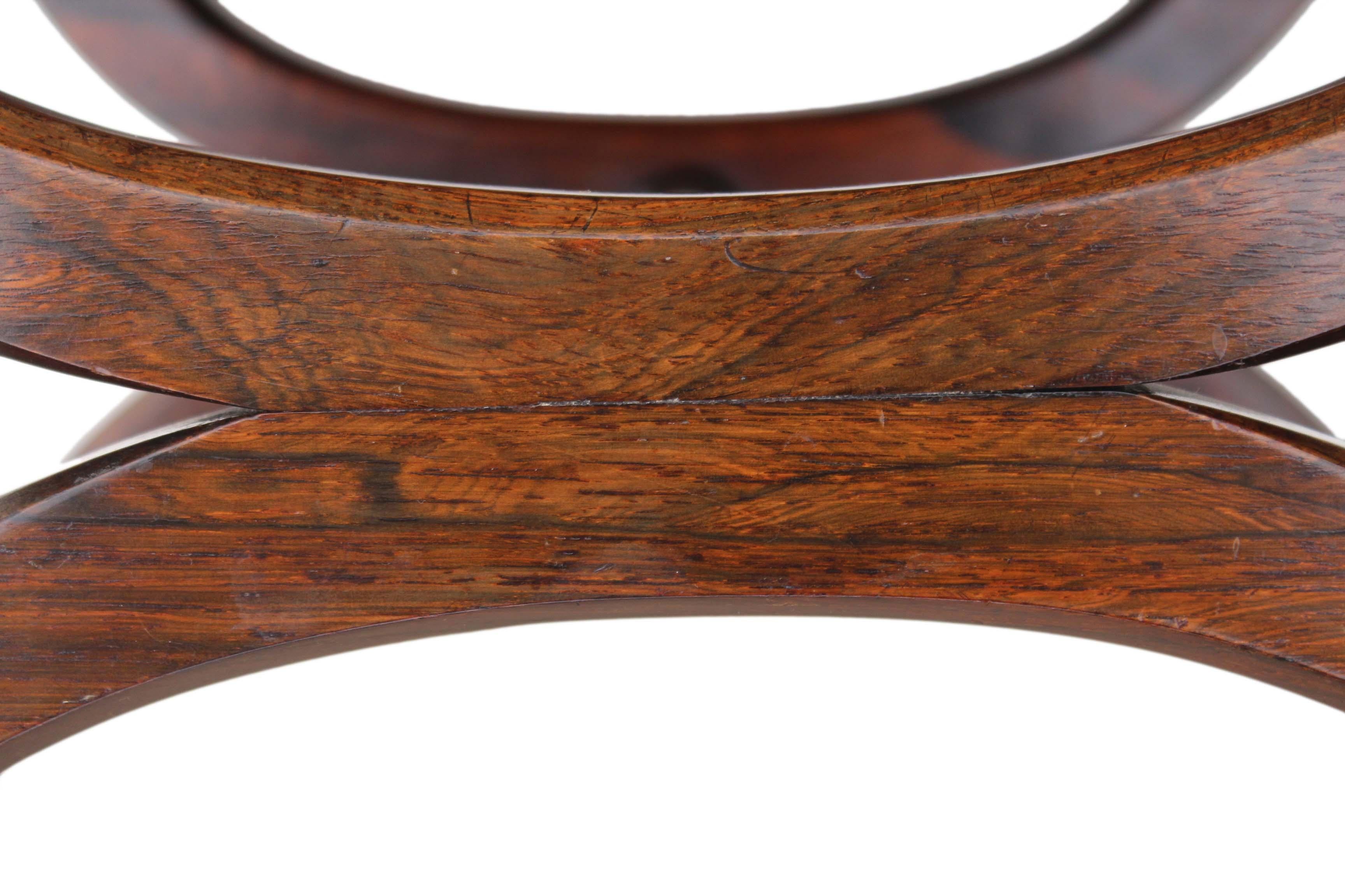 Victorian Rosewood X-Frame Stool Seat Foot 4