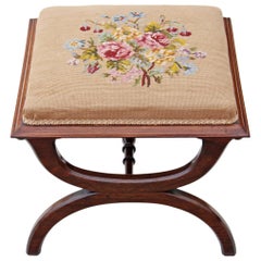 Victorian Rosewood X-Frame Stool Seat Foot