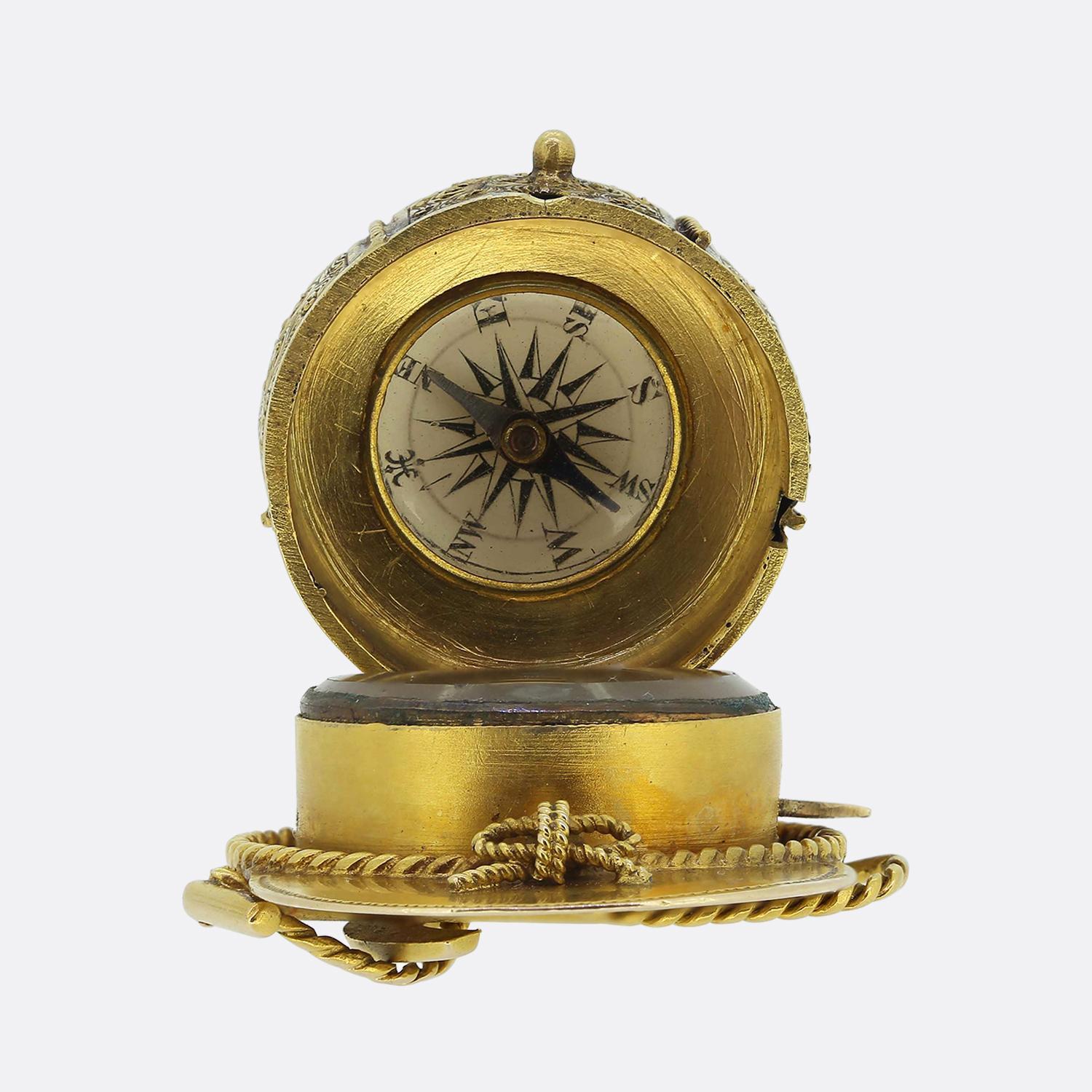 Women's or Men's Victorian Roulette Wheel and Compass Open Riding Hat Pendant For Sale