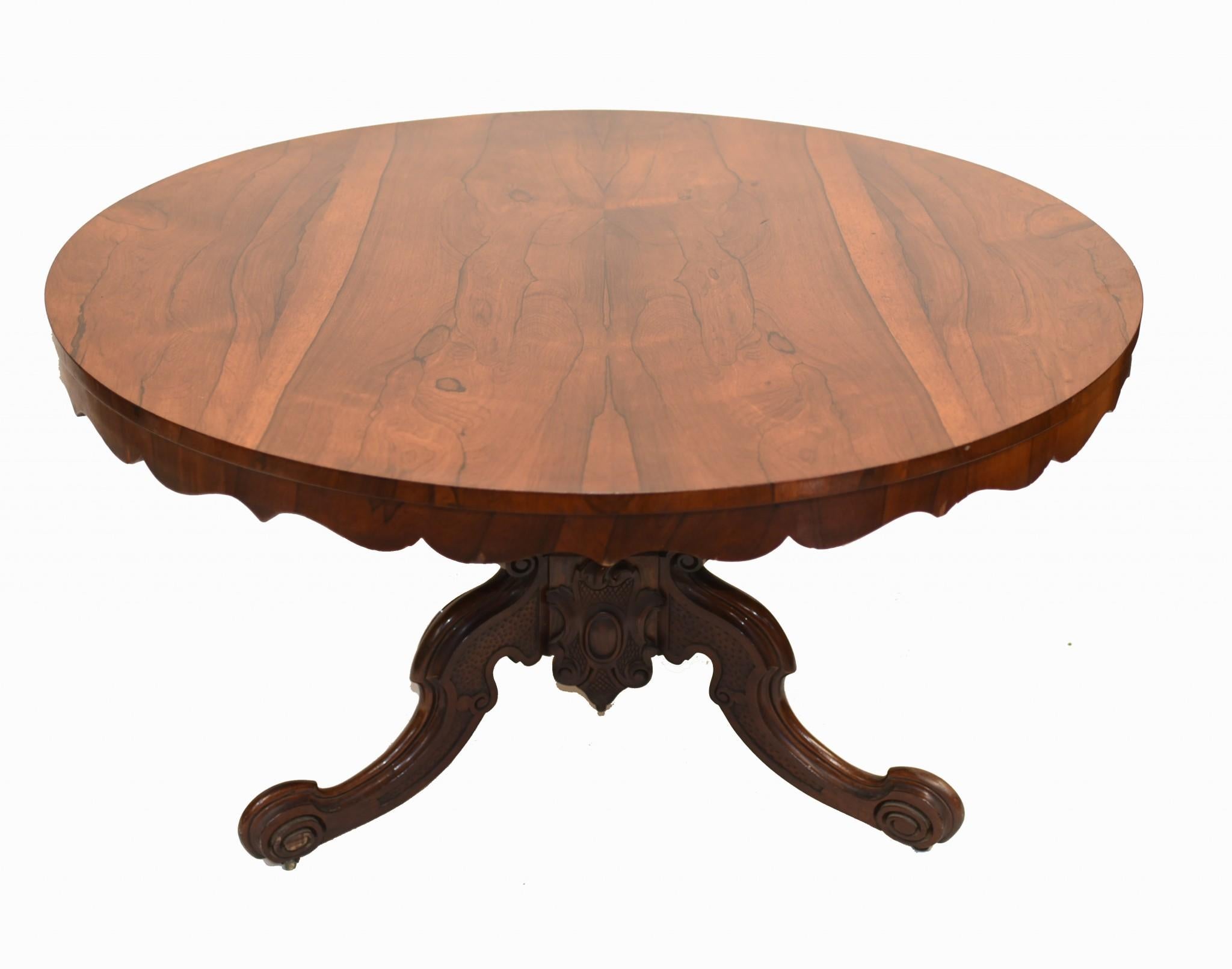 English Victorian Round Dining Table 