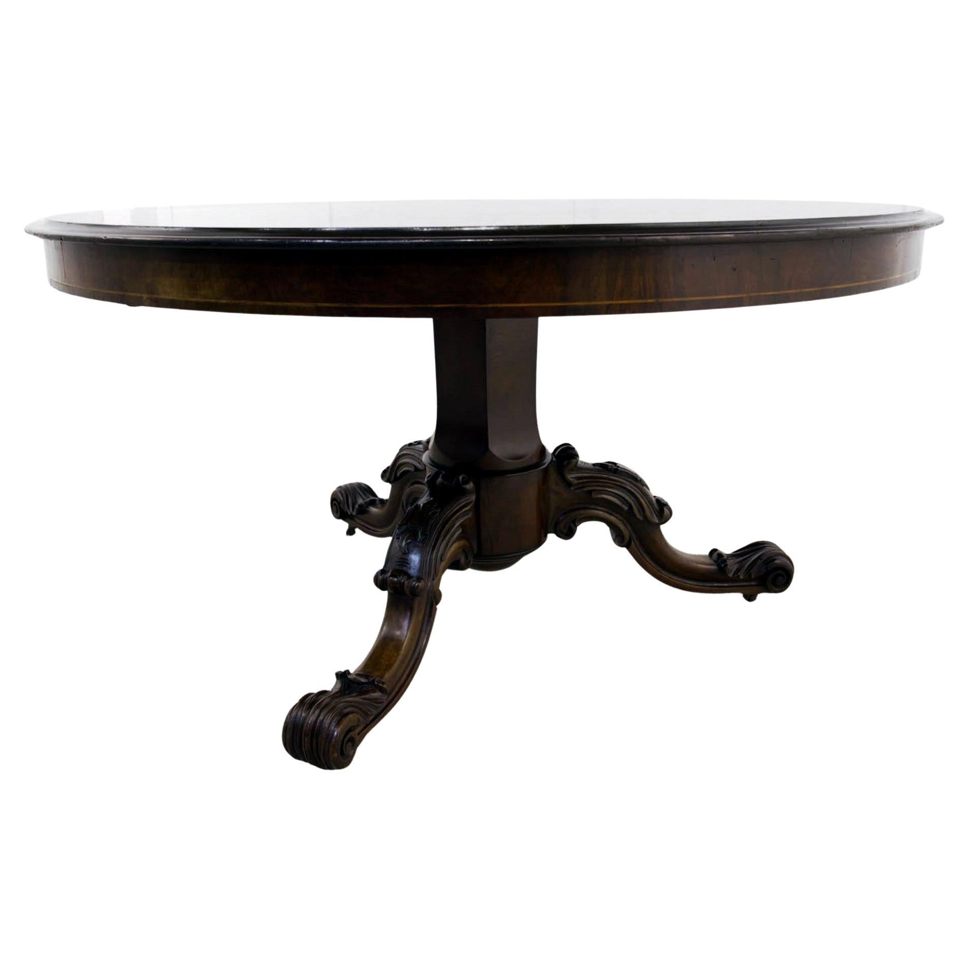Victorian Round Dining Table Marquetry Inlay 1880 Centre