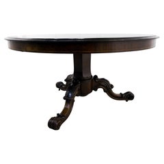 Antique Victorian Round Dining Table Marquetry Inlay 1880 Centre